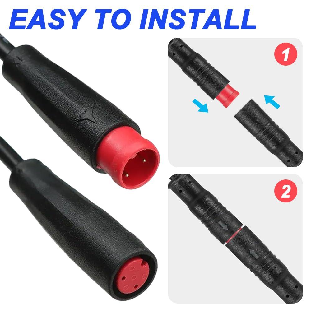 DKARDU DKARDU Ebike 2Pin Extension Cable, Waterproof Female to Male Elctric Bike Cord for Ebike Light, Gear Sensor and Brake in Ebike Modification Kit (2 Pack)