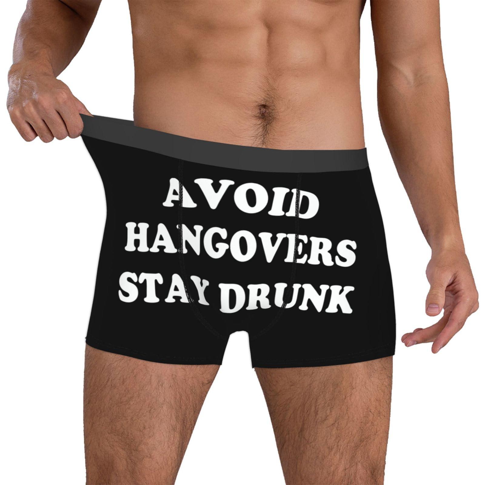 Diputer Diputer Avoid-Hangovers-Stay-Drunk-Boxers Funny Boxer Briefs For Mens Novelty Boxer Shorts Humorous Underwear -Xxl Black