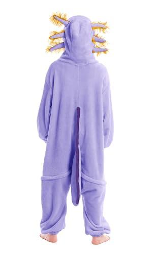 ATOZ ATOZ Unisex Children Animal Purple Axolotl Onesie, Halloween Costume Pajamas Christmas Cosplay Sleepwear For Boys Girls 10-11Y