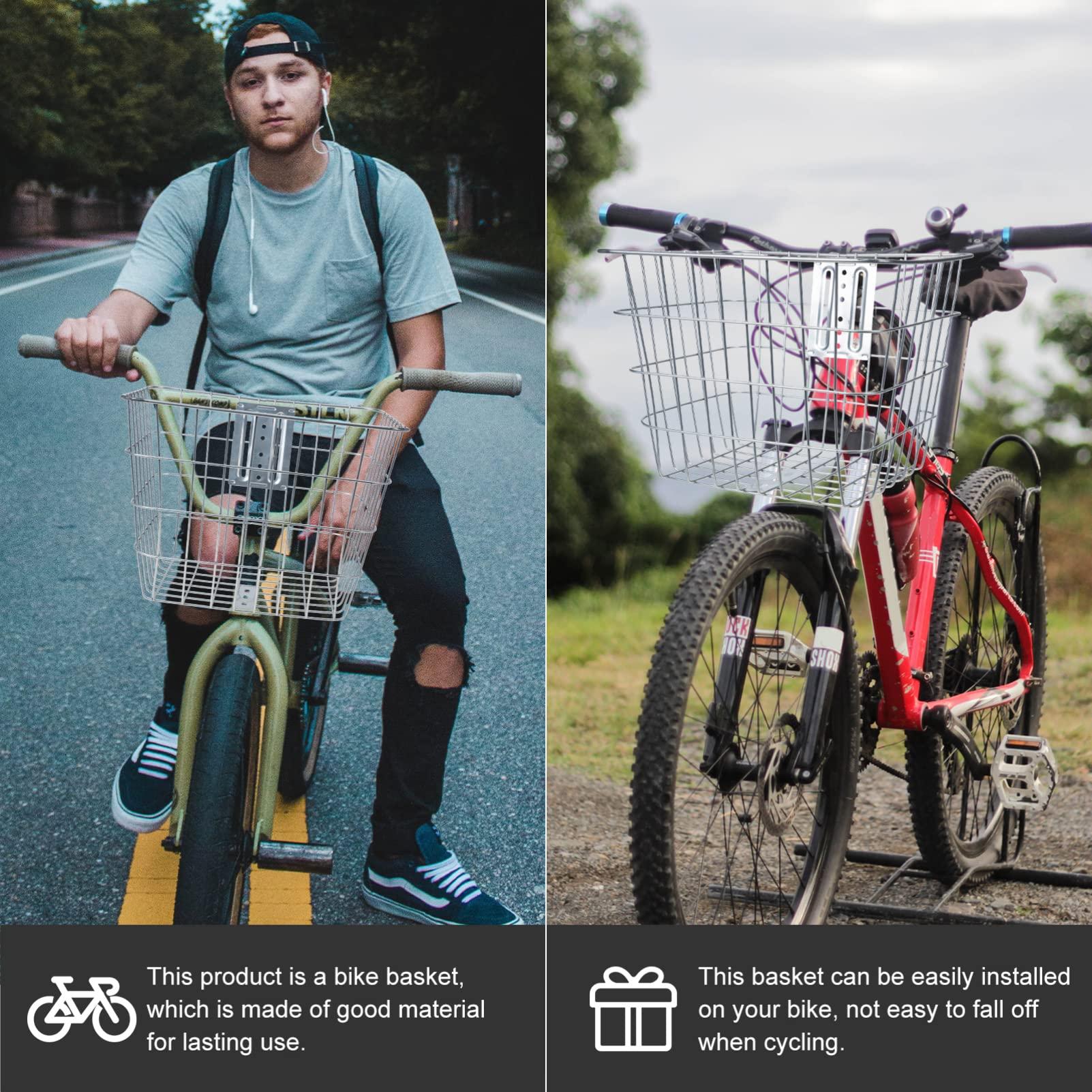BESPORTBLE BESPORTBLE Front Bike Basket Bicycle Wire Baskets Small Pet Carrier Bag Compatible with Electric Bikes Silver