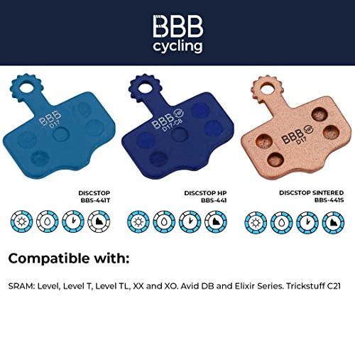 BBB Cycling BBB Cycling BBS-441S DiscStop HP Sintered High Performance Bike Disc Brake Pad for SRAM Level, Level T/TL, SRAM XX and SRAM XO, Avid DB and Elixir series, 1 Pair (2 Pieces)