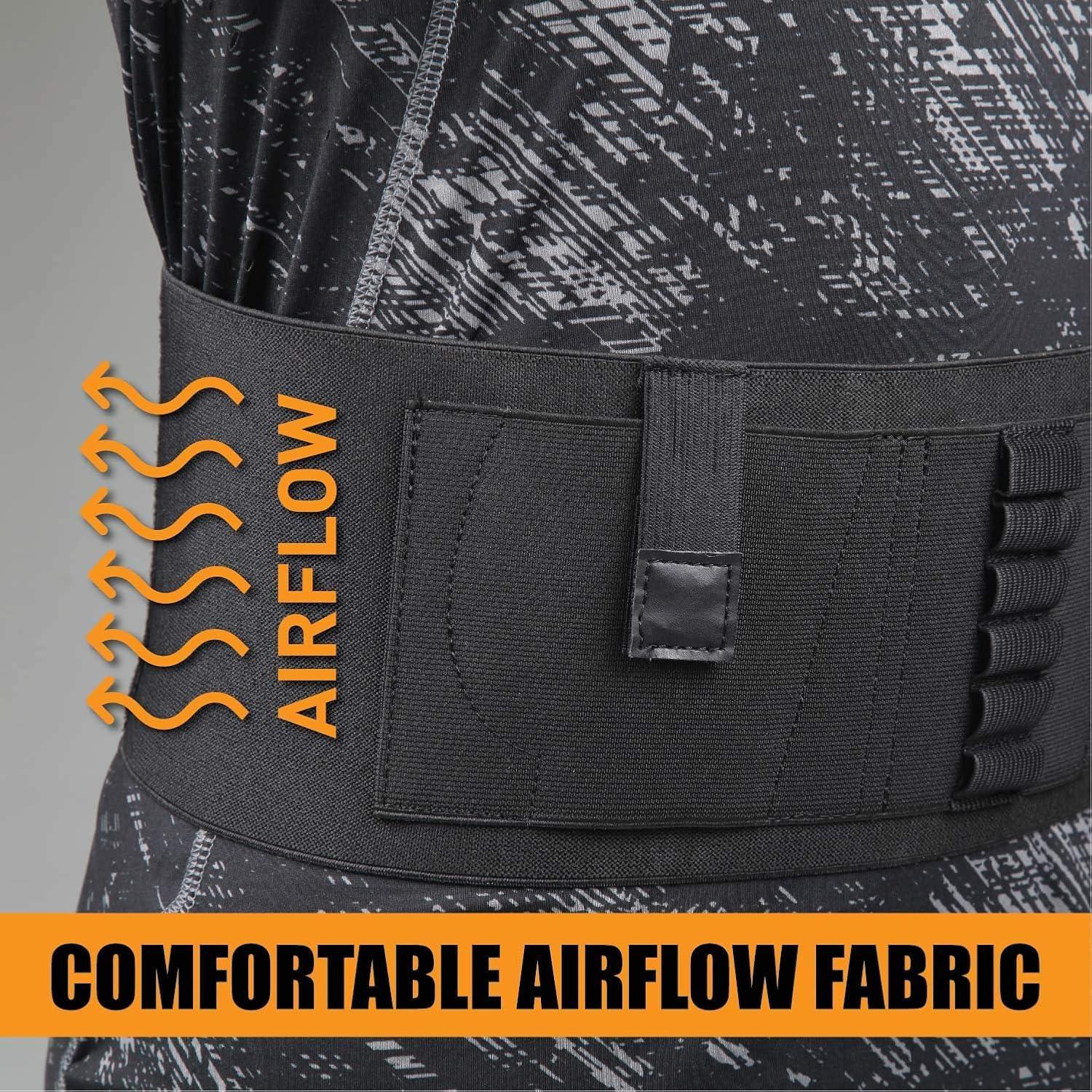 Stinger Stinger Belly Band Holster for Concealed Carry, IWB OWB Gun Holster, Breathable Fabric Comfortable Waistband Handgun Holster, Ammo Bandolier for Extra Round of Revolver Bullet (56", Right)