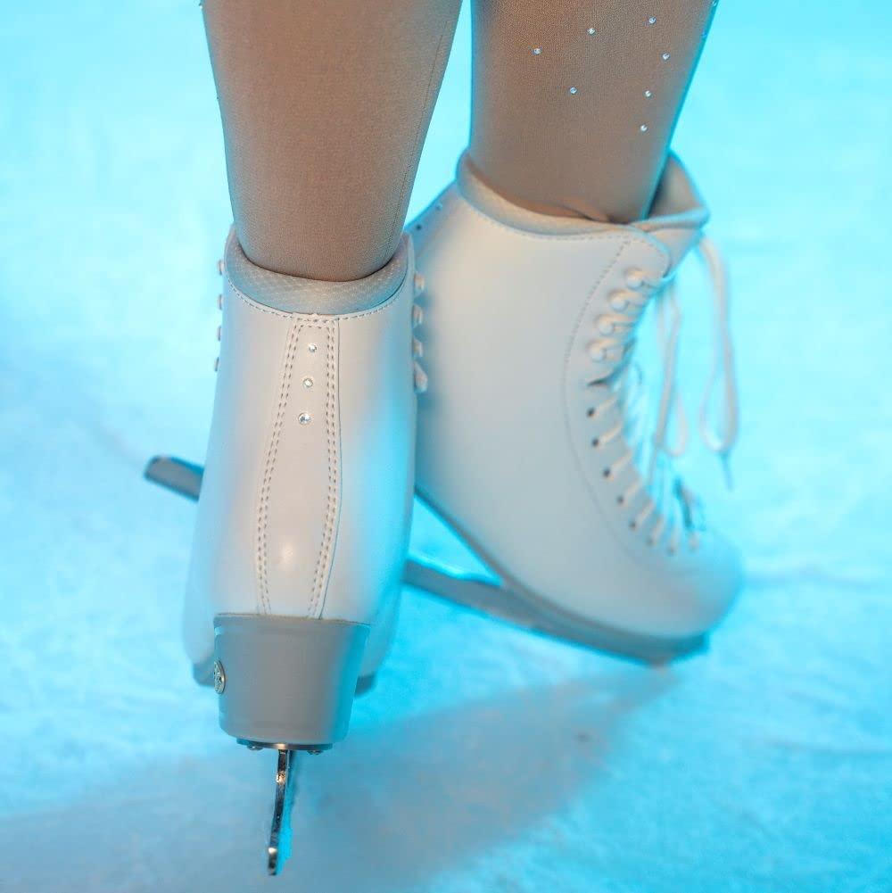 Riedell Riedell Crystal Ice Skates - Youth Competitive Figure Ice Skates with Stainless Steel Eclipse Vesta Blade | White | Size 3 JR D Width