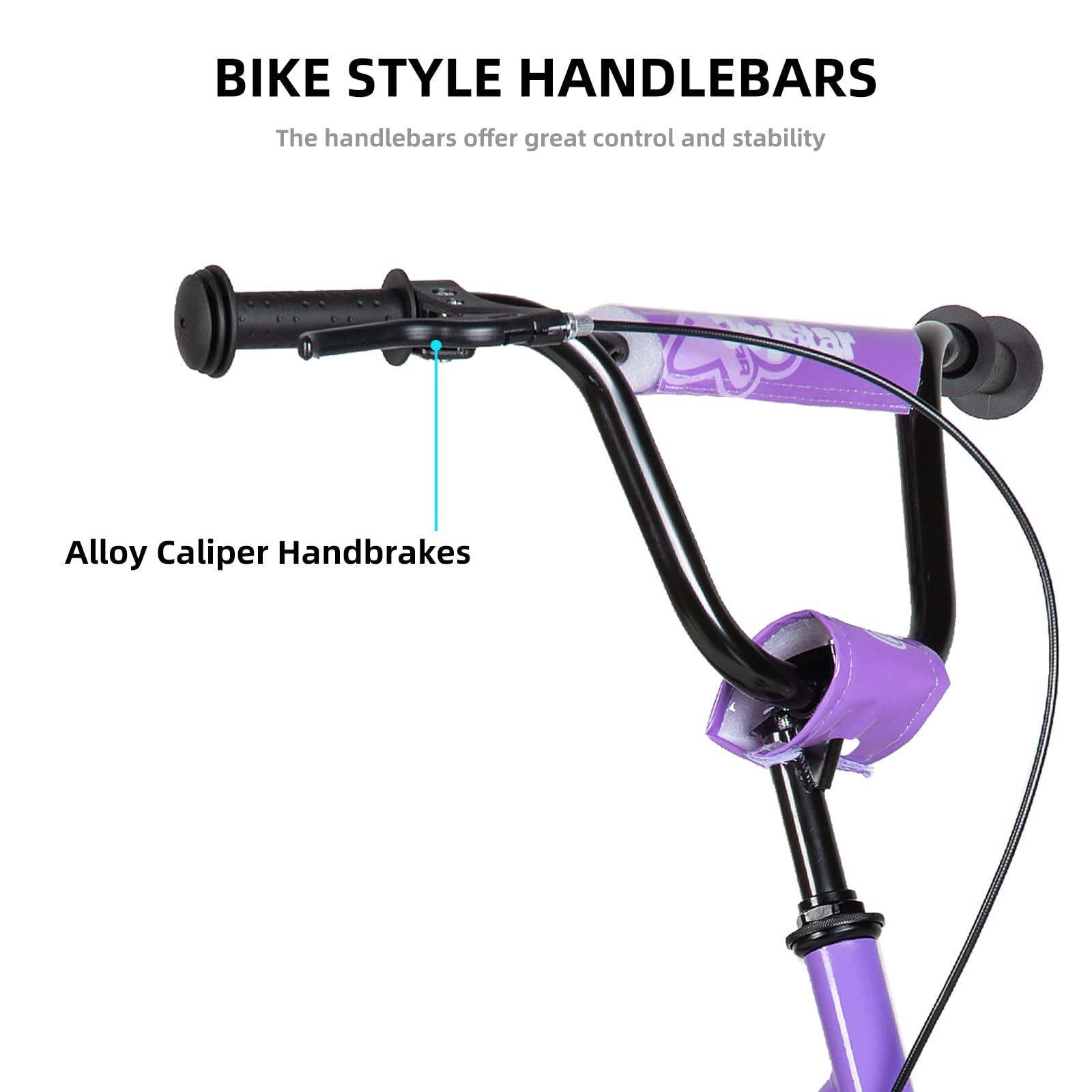 JOYSTAR JOYSTAR Kick Scooter for Kids 5+ Teens & Youth, Lightweight Kids Scooter with Adjustable Handlebar, 2 Wheel Scooter for Boys & Girls, 12" Inflatable Wheels Rear Drum Brakes, Purple