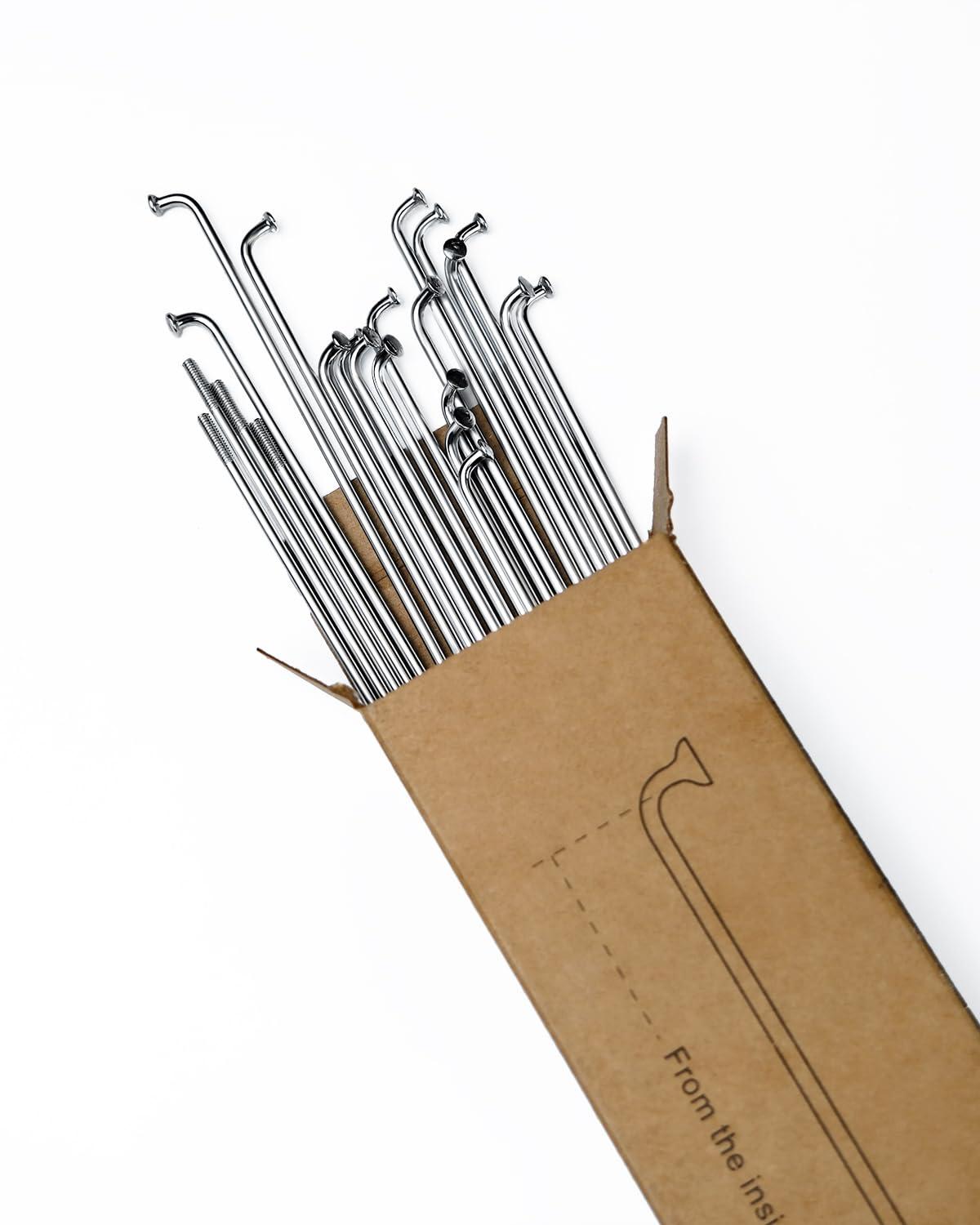 BaveL BaveL 36 Pcs 14G Bicycle Stainless Steel Spokes (70 mm-200 mm) with Copper Cap 36pcs,Mountain Bike Stainless Spokes,for MTB,Ebike,City Bikes-Replacement/Repair Spoke (86mm)