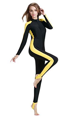 BIKMAN BIKMAN One-Piece Swimsuit Snorkeling Swim Surf Wet Suit - Sun Protection (M(Weight:105lbs-121lbs), Yellow)