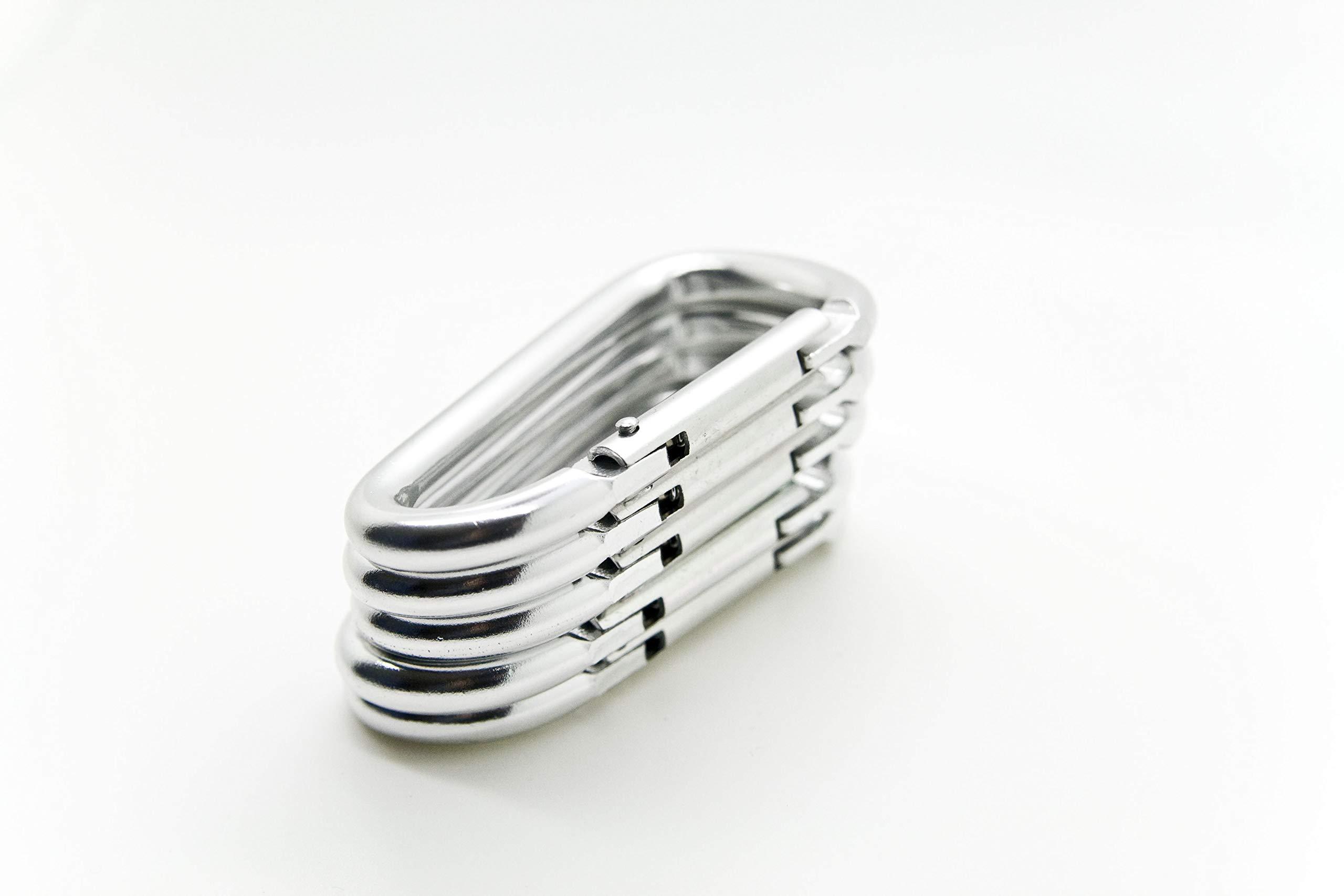 ONDEPOT 3\" Aluminum Carabiner D Shape Buckle Pack, Keychain Clip, Spring Snap Key Chain Clip Hook Buckle (Silver (12 Pack))