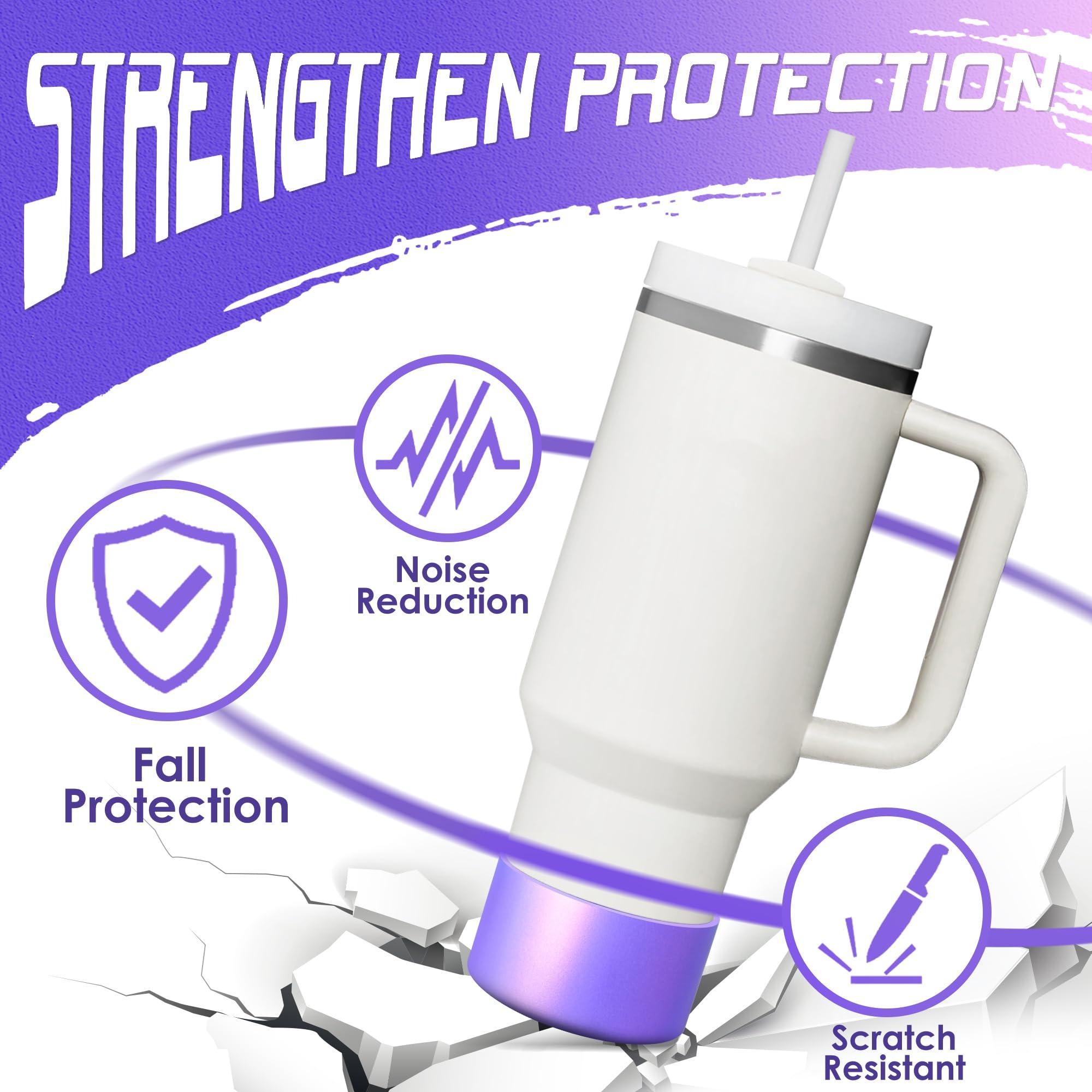 VIKIZUES VIKIZUES Protective Metallic Matte Luster Silicone Boot Compatible with Stanley Cup 40/30/20 oz & More 12-24oz Water Bottles with 2.8-3in Base, Glitter Anti-Slip Bottom Boot Sleeve (Purple)