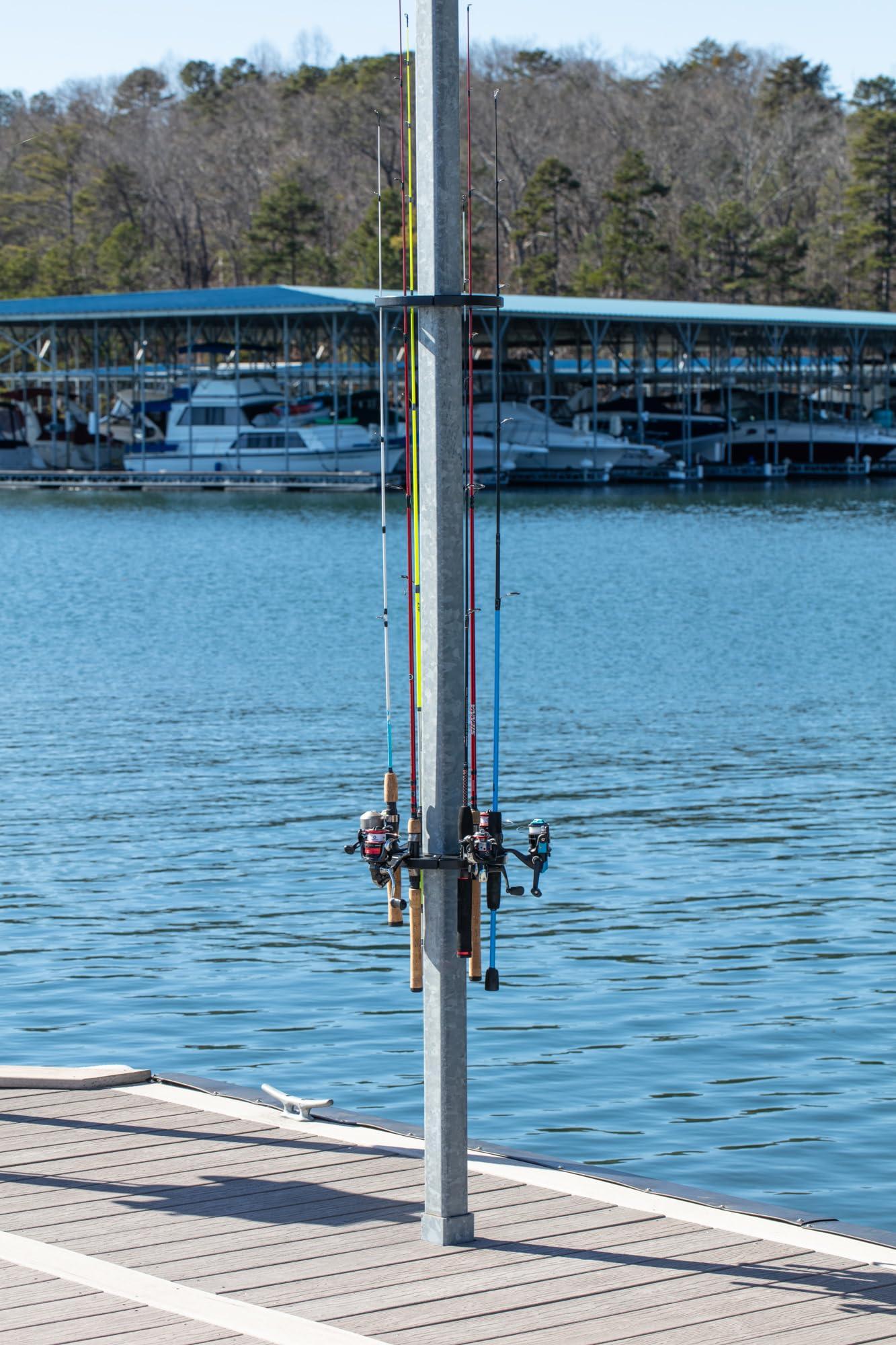 DockBloxx Dockbloxx, Angler Bloxx, Heavy-Duty Fishing Rod Holder, Made in USA, Fits a Square Post, Black, Single-Sided, 2\"