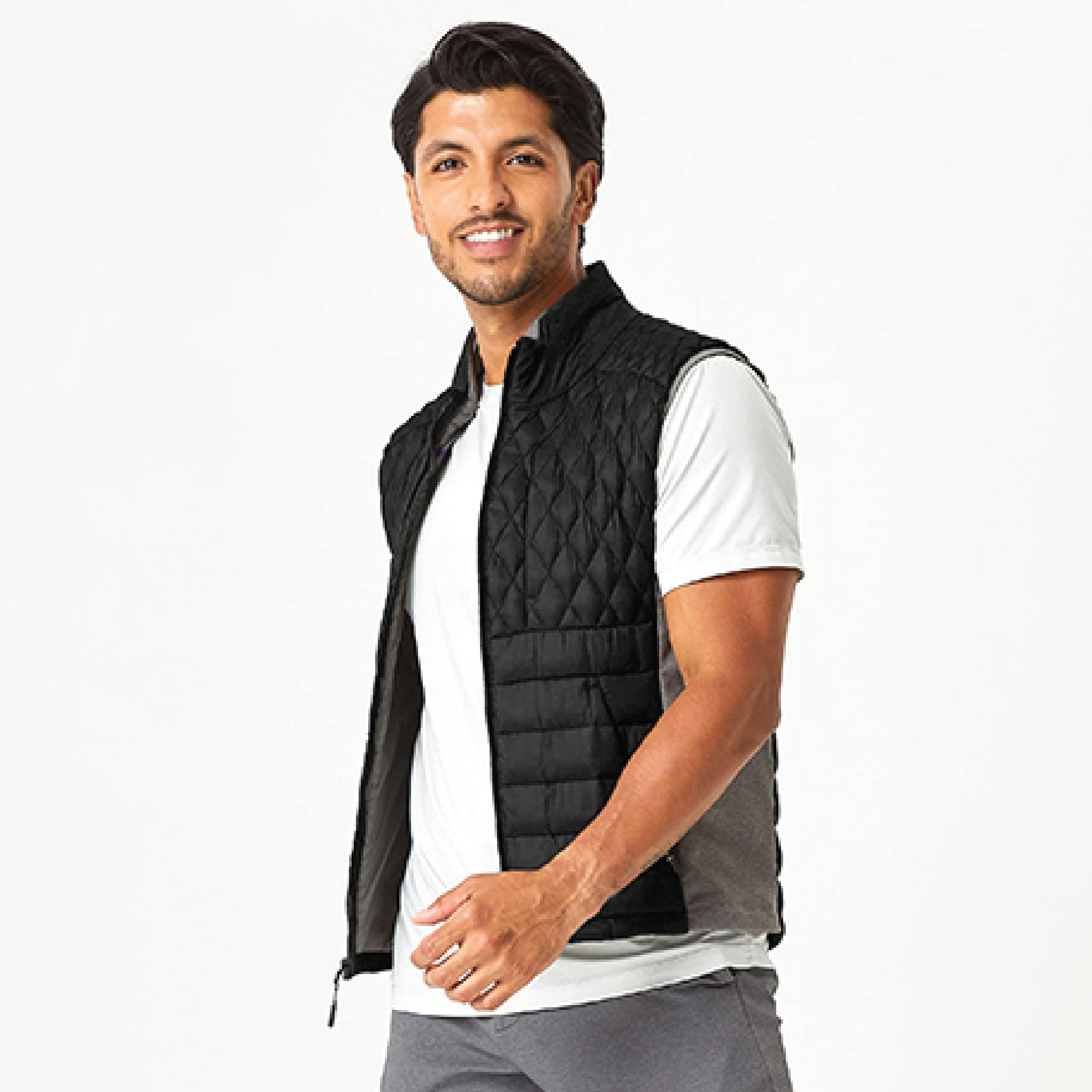 PYVOT PYVOT Mens Dash Weighted Quilted Vest, Weighted Blanket Inspired Clothing for Sensory Issues, Fitness, Stress Relief and Relaxation, Extra Large Size, Black
