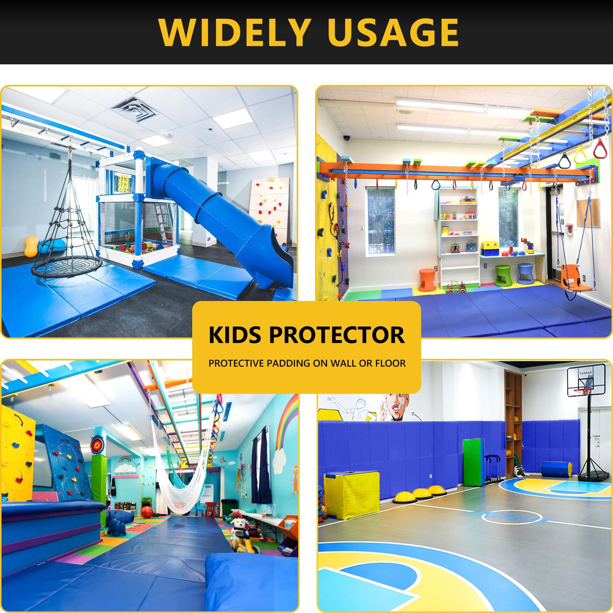 PHENEPUS Gym Wall Padding, Basketball Court Wall Protector, 2" Thick Foam Protective Wall Mat for Wall Mount Basketball Hoops, Garage, Taekwondo - Waterproof & UV-Resistant (Blue, 1 PCS)