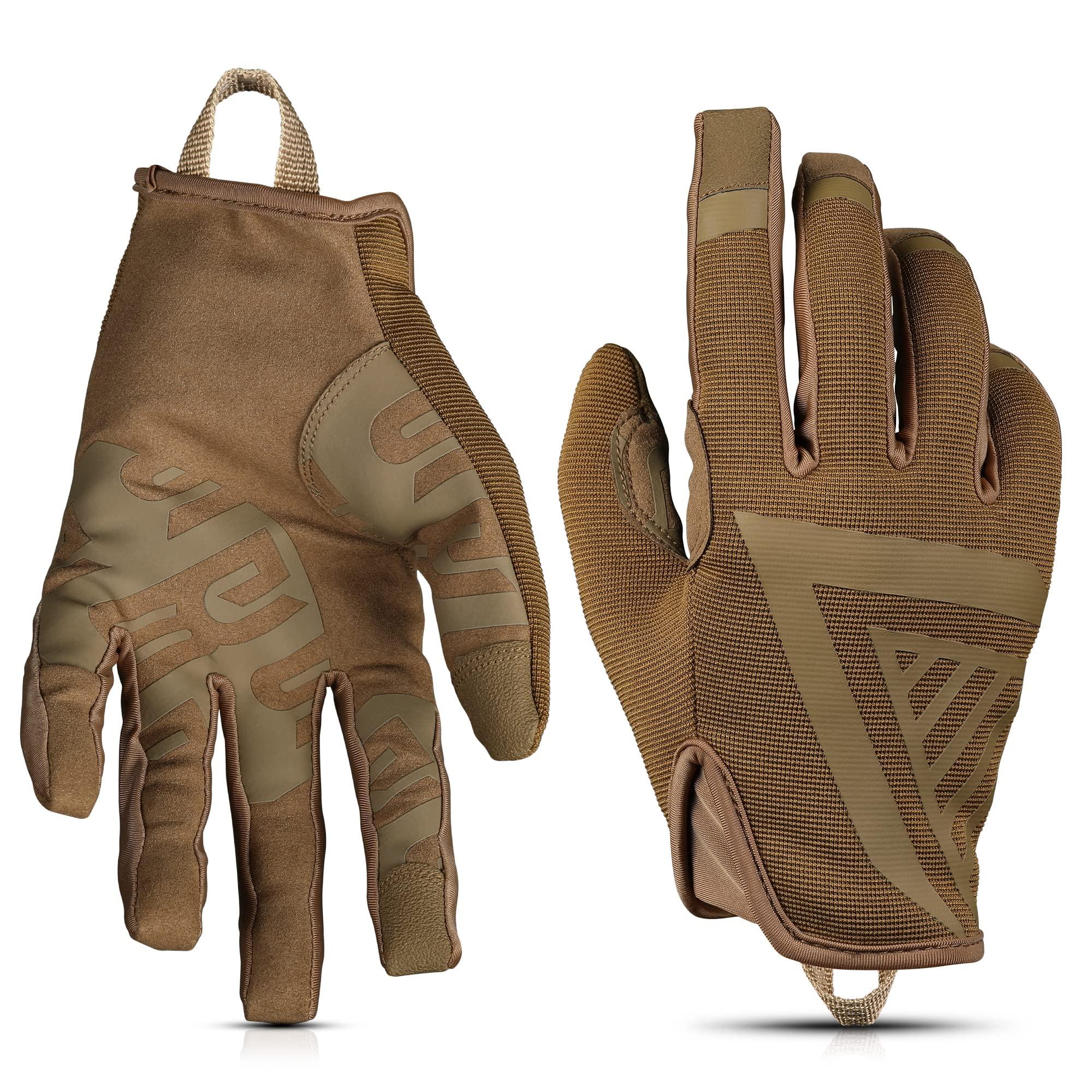 Glove Station Glove Station The Impulse - Tactical Shooting Gloves for Men with Touchscreen Compatibility, Lightweight Design and Outstanding Grip for Outdoor, Sports, Motorcycle and Work - Tan, Small Size