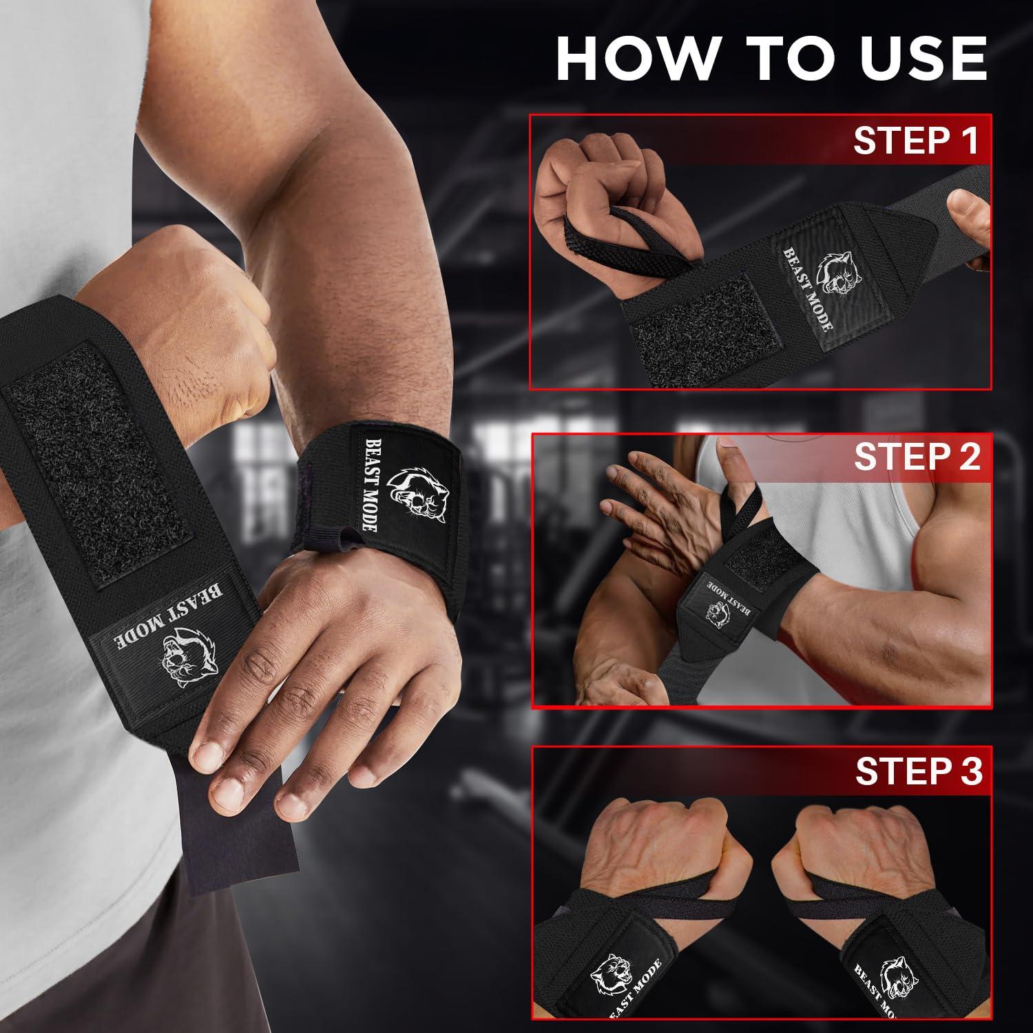 TECEUM TECEUM Weightlifting Wrist Wraps with Thumb Loop Black Arms on Fire 12 inch Heavy-Duty Workout Wrist Support & Protection Ideal for Powerlifting, Strength Training, Bodybuilding