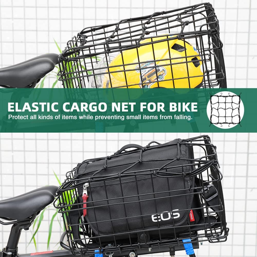ANZOME ANZOME Rear Bike Basket, Waterproof Metal Wire Bicycle Basket with Adjustable Cargo Net and Waterproof Rainproof Cover Fits to Most Rear Bike Racks (Large)