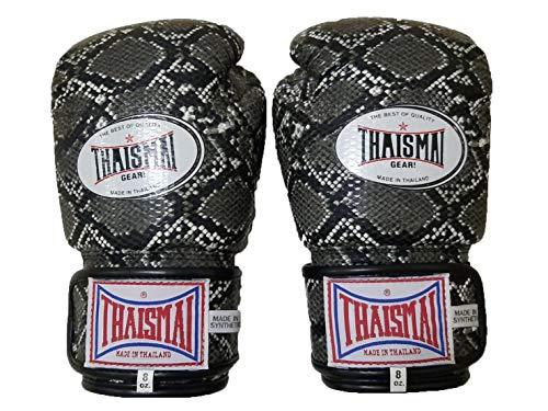 Thaismai THAISMAI Muay Thai Style Vectro Straps Boxing Gloves Python Skin Pattern with Polyurethane Synthetic Leather Material Black Color (16)