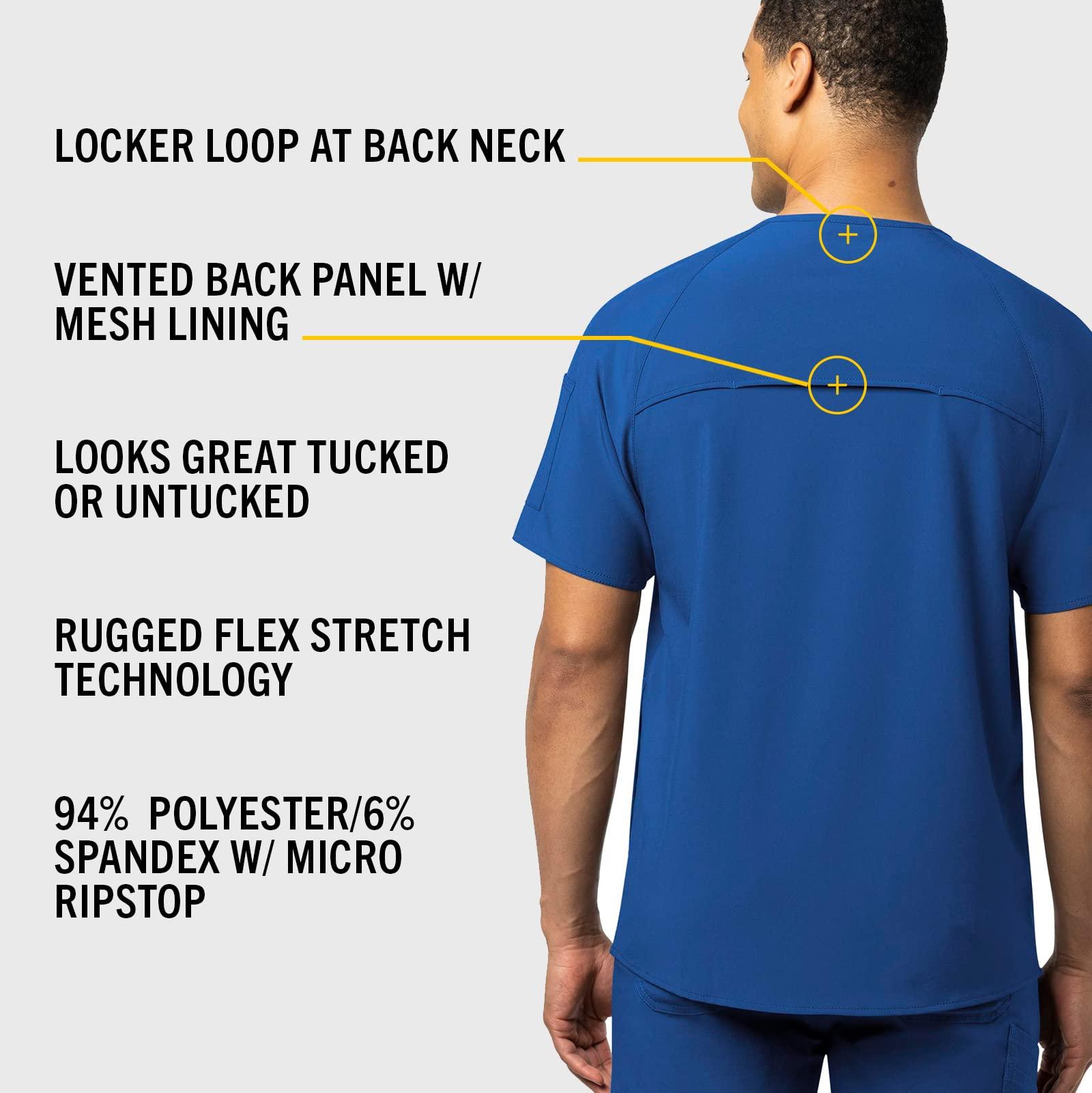 Carhartt Carhartt Cross-Flex Scrubs for Men, Chest Pocket V-Neck Scrub Tops - Royal, L