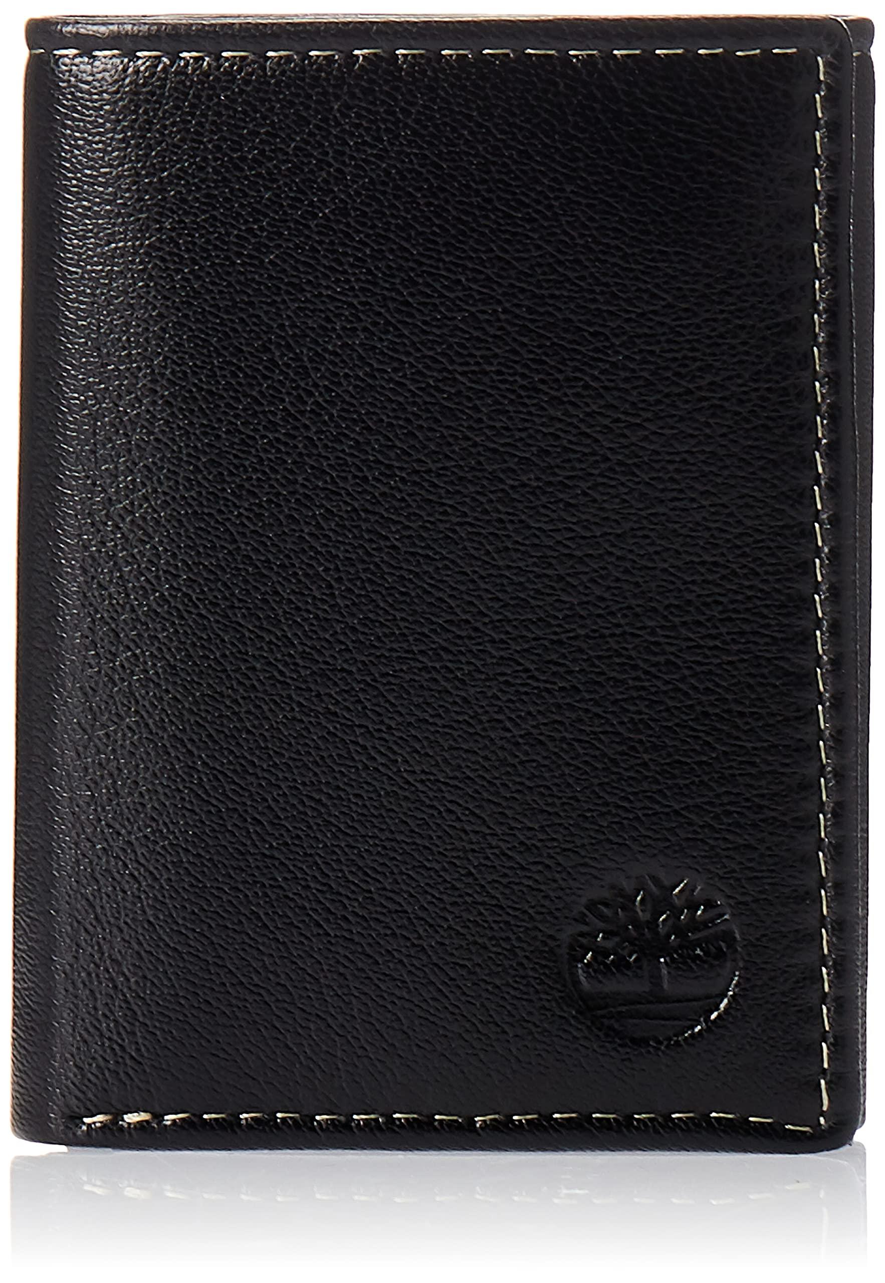 Timberland Timberland Men's Leather Trifold Wallet with Id Window, Black (Blix), One Size
