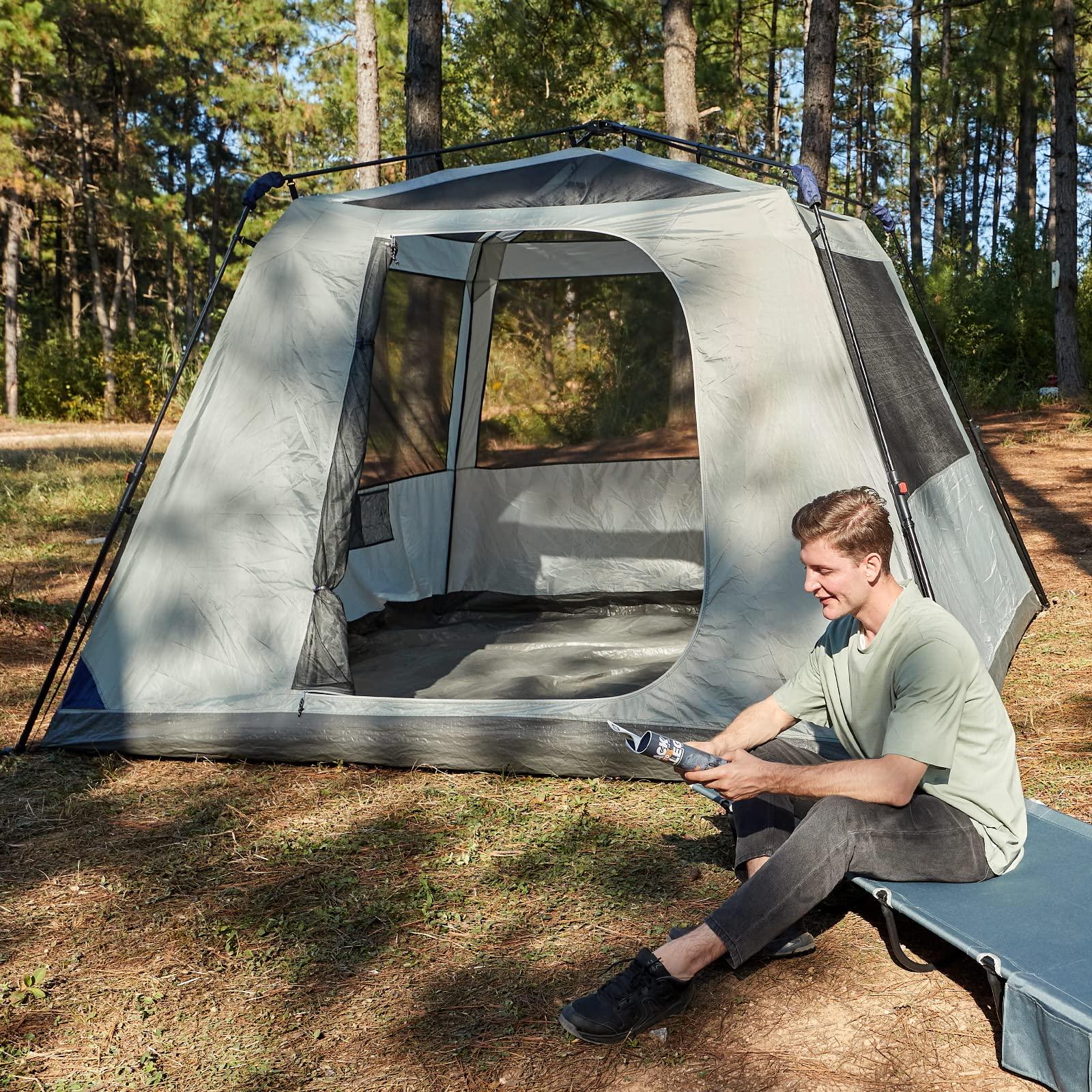 EVER ADVANCED EVER ADVANCED Blackout 6 Person Camping Tent, Instant Cabin Tent for Family with Vestibule and Large Mesh Windows, 60s Easy Setup, Double Layer, Water-Resistant, Blue