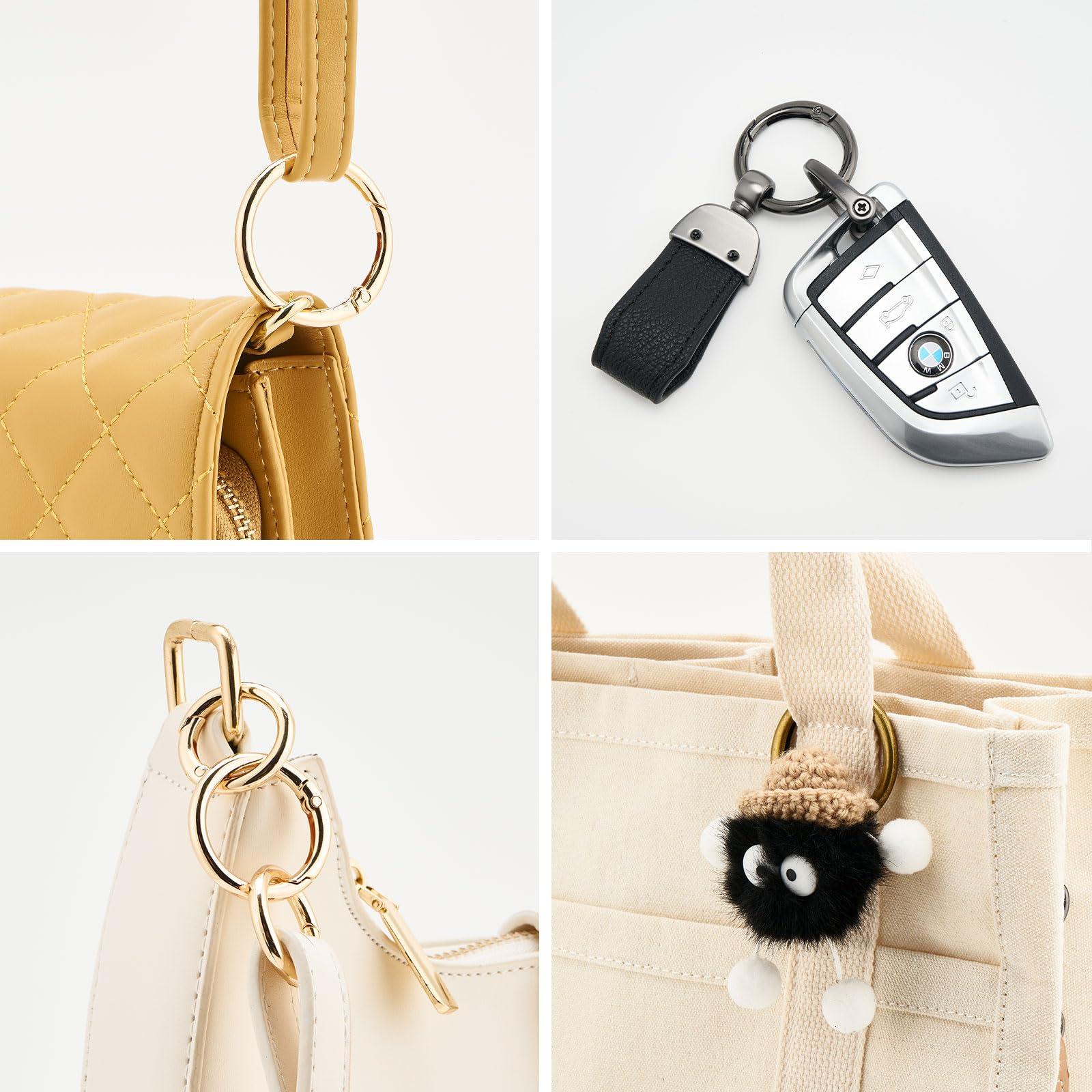 DEVPSISR DEVPSISR 4pcs Flat Trigger Spring O Rings,Metal Keychain Ring Round Carabiner Clips for Keyrings Buckle, Bags,Purses,Purses (Gold,1 inch)