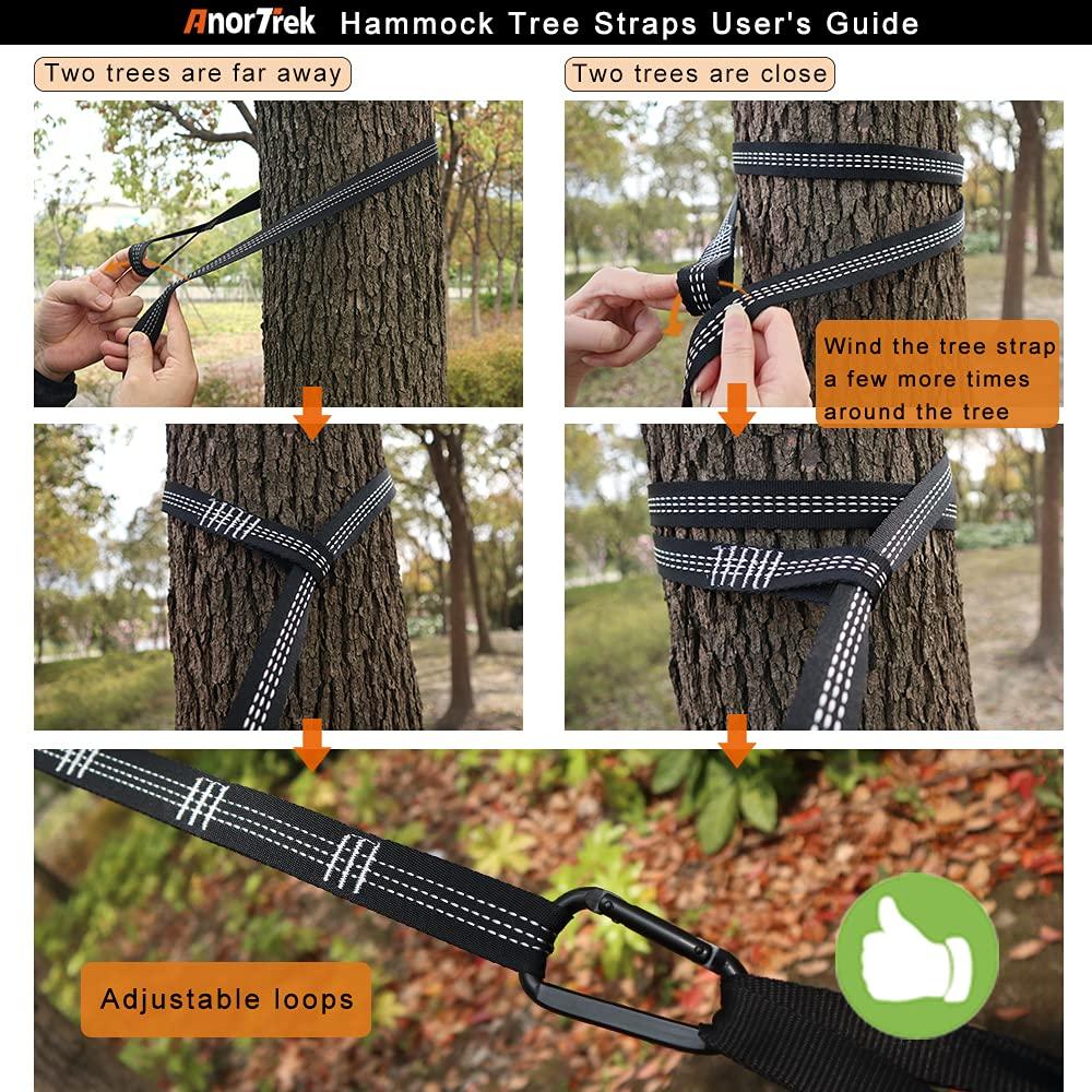 AnorTrek AnorTrek Camping Hammock, Super Lightweight Portable Parachute Hammock with Two Tree Straps Single or Double Nylon Travel Tree Hammocks for Camping Backpacking Hiking