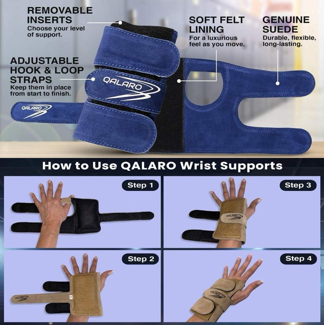 QALARO QALARO Suede Wrist Supports (Pair) with Bag | Gymnastics, Acrobatics, Cheer Adjustable Wrist Guards | Wrist Injury Prevention | Wrist Support Brace | Hand Wraps