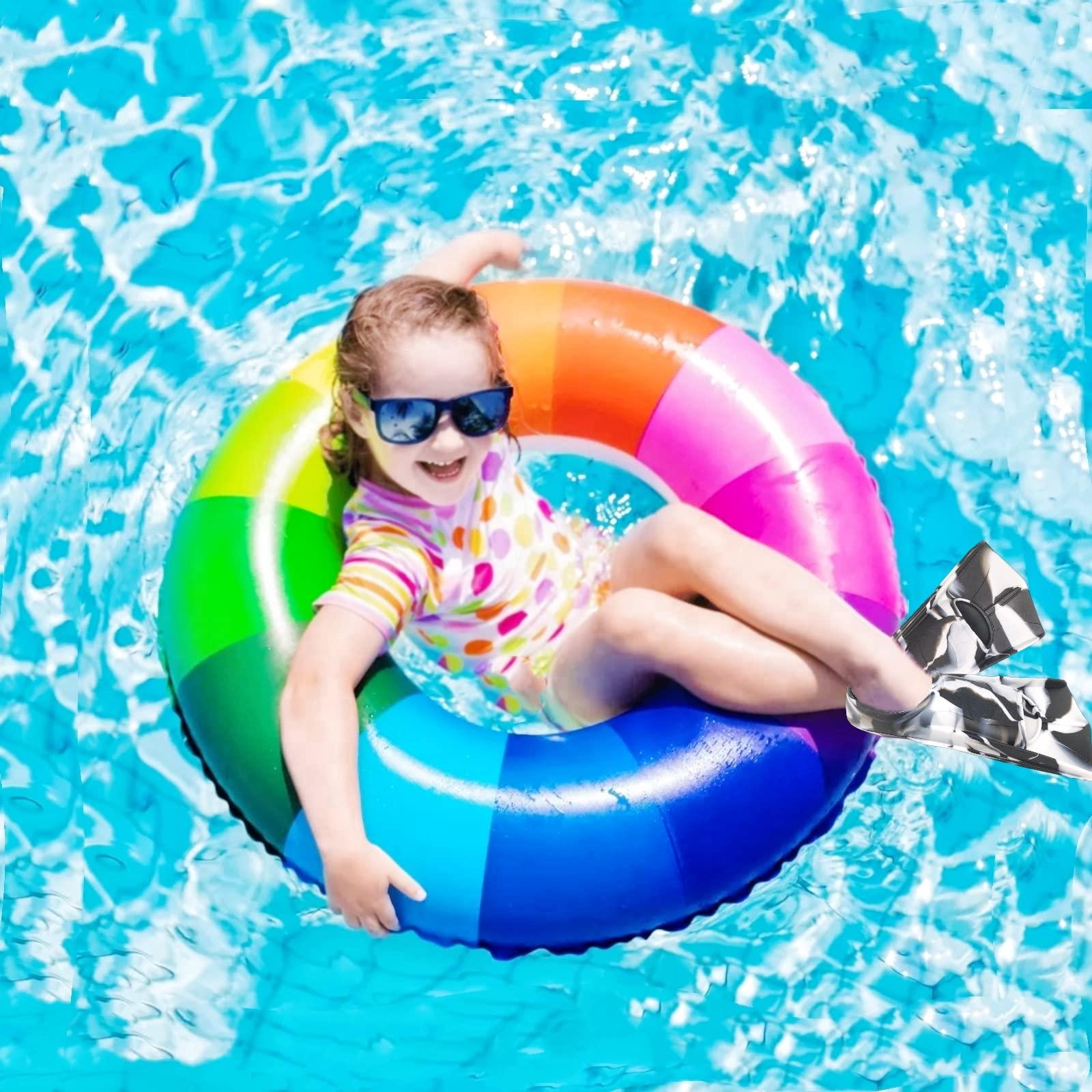 Gugmoy Gugmoy Kids Swim Fins,Comfortable Silicone Flippers for Swimming and Diving,Size Suitable Beginners Kids Girls Boys Adults (Small, InkPainting)