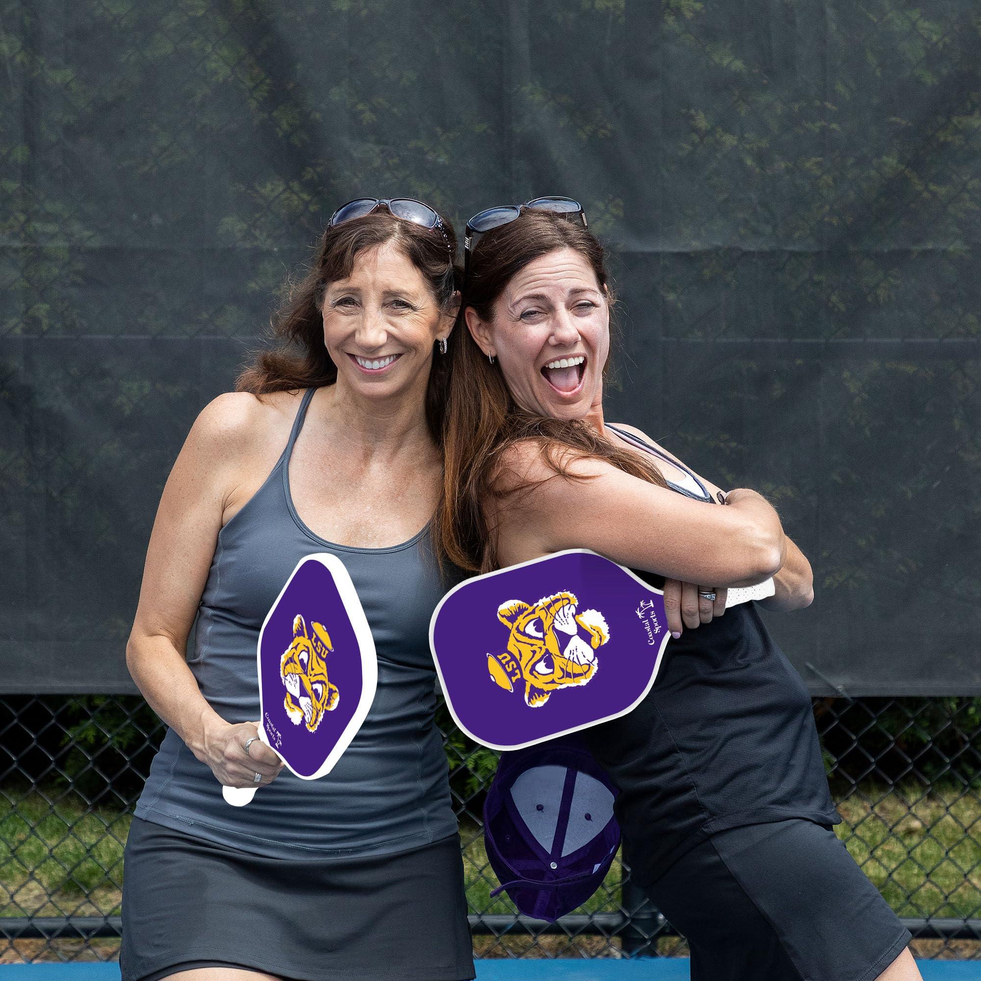 Coastal Sports LSU Pickleball Paddle | Officially Licensed Collegiate Pickleball Paddle | Honeycomb Polymer Core | Graphite Face | Premium Leather Grip | Lightweight