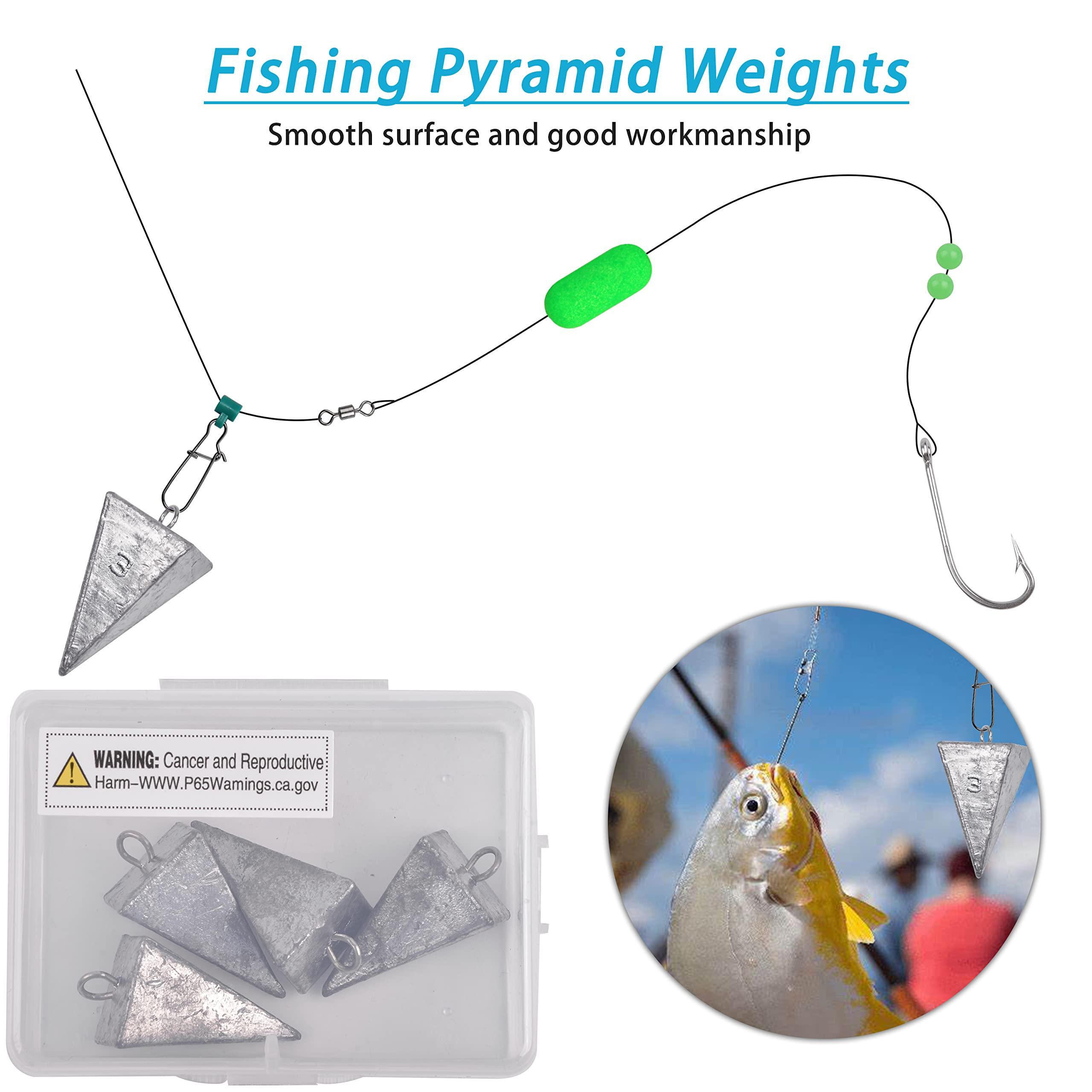 AGOOL Pyramid Sinkers Fishing Weights Surf Fishing Weights Sinkers Ocean Saltwater Pyramid Weight Fishing Sinkers Fishing Gear Tackle 1oz 2oz 3oz 4oz 5oz 6oz 8oz