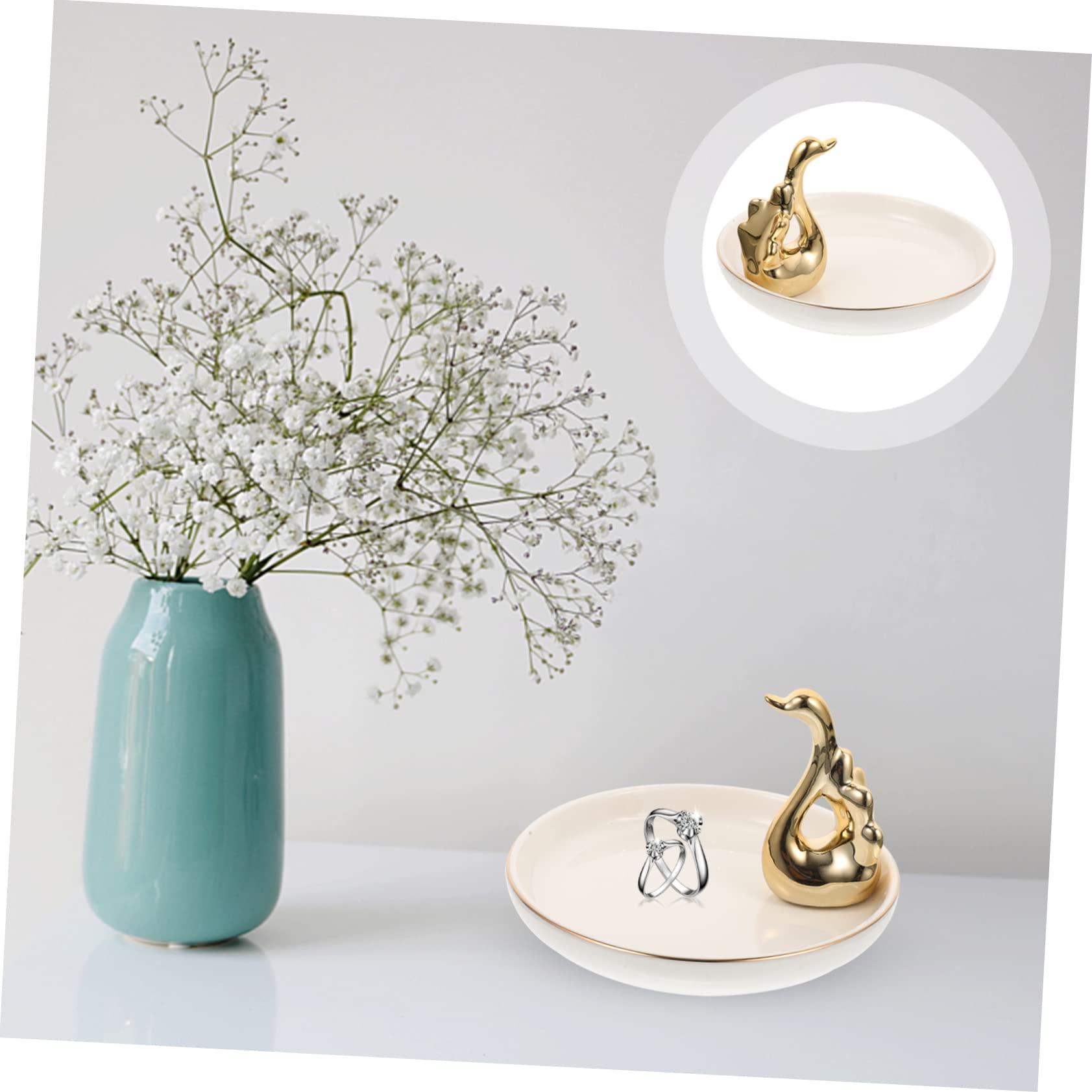 FONDOTIN FONDOTIN Ceramic Jewelry Dish Jewellery Dish Tray Decorative Tray Ceramic Jewelry Plate Ceramic Jewelry Holder Decorative Ring Dish Ceramic Jewelry Tray Lipstick Plate Trinket Storage Plate