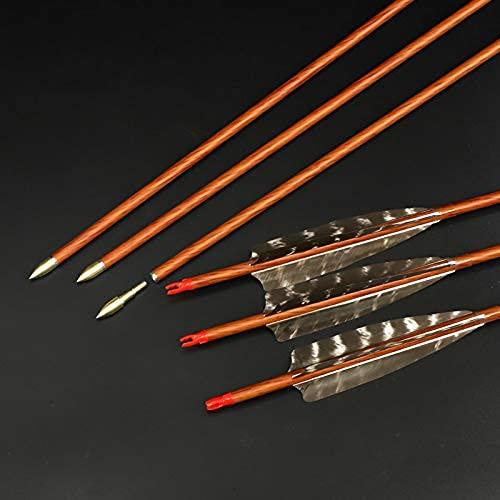 ACCMOS 500 Spine Arrow 33 Inch Arrow Target Practice Arrow Hunting Arrow Carbon Arrows Compound Bow Recurve Bow Adult Youth Archery Indoor Outdoor Shooting Bullet Tip 12pc Wooden Wood-Like