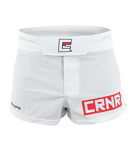 Combat Corner Combat Corner BOSS Fight Shorts BJJ MMA Muay Thai Kickboxing Quick Dry Athletic Fight Shorts for Men and Women White
