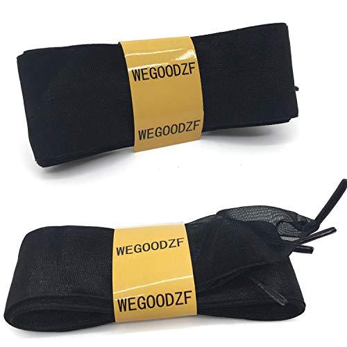WEGOODZF WEGOODZF Flat Snow Yarn Shoelaces: 4CM Wide Black Silk Shoe Laces for Sneakers 47 inch-2 Pairs