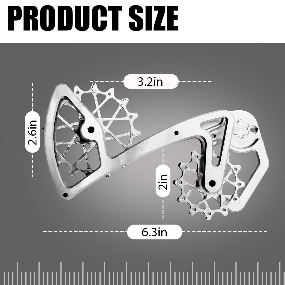alltoo Rear Derailleur Pulley Wheels,for Garbaruk Shimano 12-Speed,XT XTR SLX M6100 7100 8100 9100 DEORE Rear Shift Guide Leg cage Guide Plate (slivery Set)