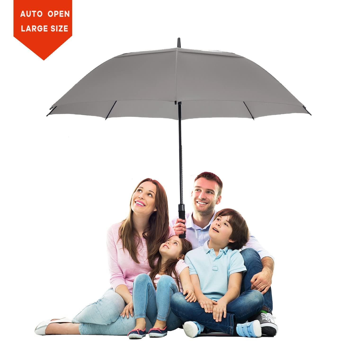 Baraida Baraida Golf Umbrella Large 62/68/72 Inch, Extra Large Oversize Double Canopy Vented Windproof Waterproof Umbrella, Automatic Open Golf Umbrella for Men and Women and Family.(68 Inch,Grey)