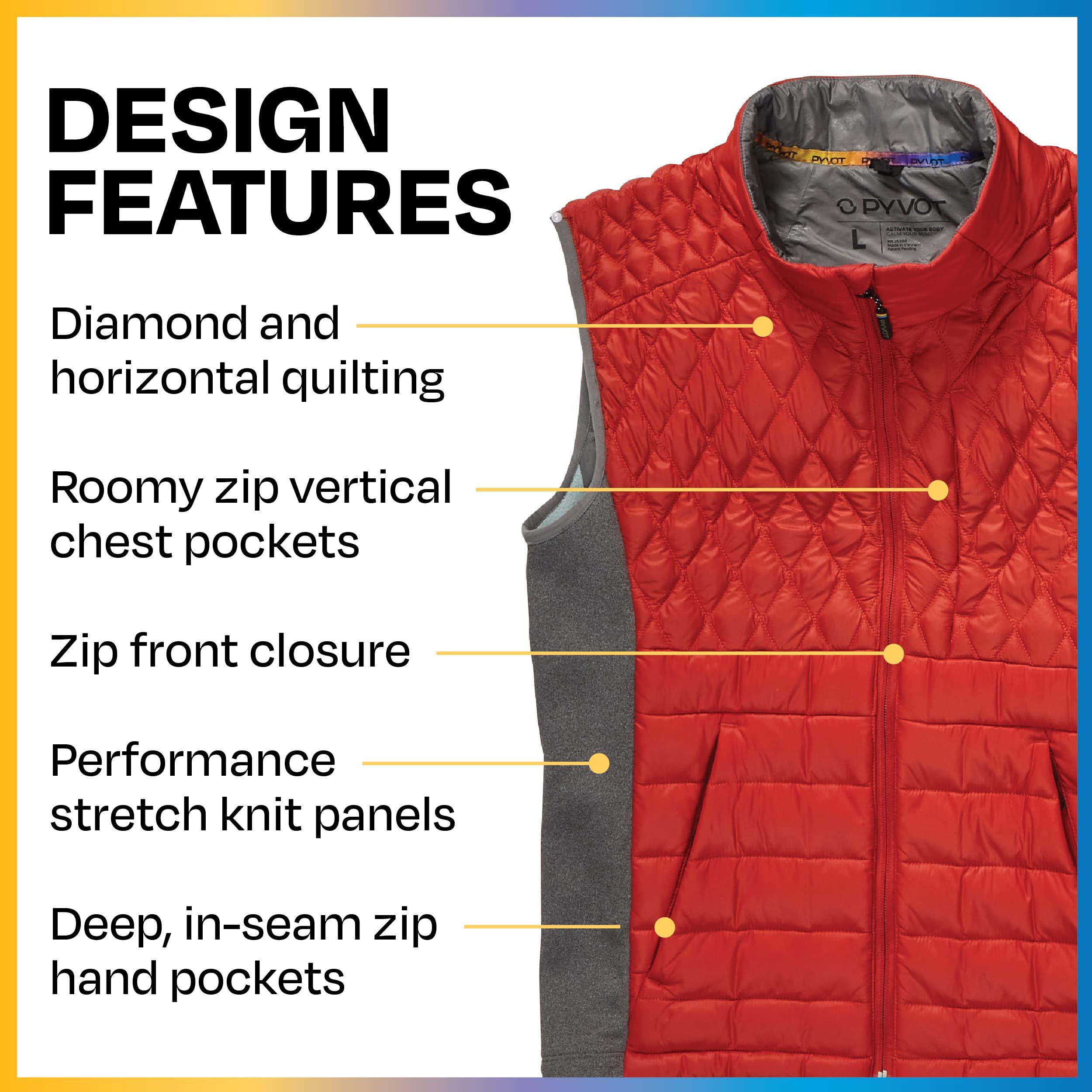 PYVOT PYVOT Mens Dash Weighted Quilted Vest, Weighted Blanket Inspired Clothing for Sensory Issues, Fitness, Stress Relief and Relaxation, 2X Large Size, Brick