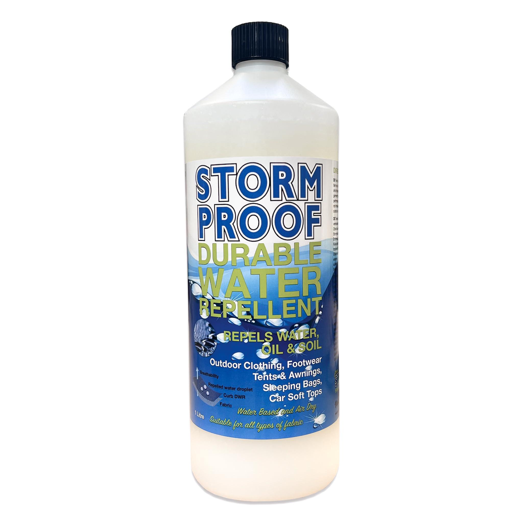 Stormsure Stormproof Ultimate Waterproofing Spray - Repels Water, Oil, Stains for Outdoor Gear, Clothing & Footwear - Breathable, Ideal for Camping & Hiking (1 Litre)