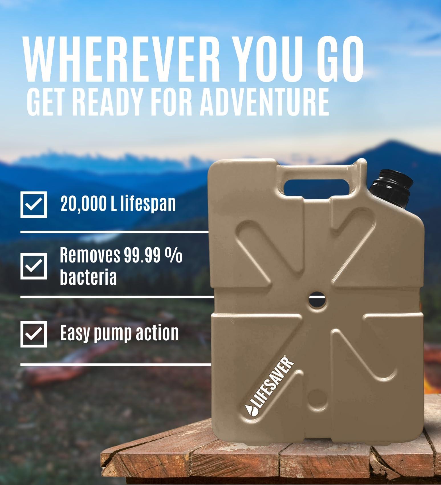 LIFESAVER Lifesaver Jerrycan Water Purifier - Military Spec, Heavy Duty Water Purifier for Overlanding, Camping, Hiking, Emergency Preparedness and Survival Kit (Army Green) (Tan)