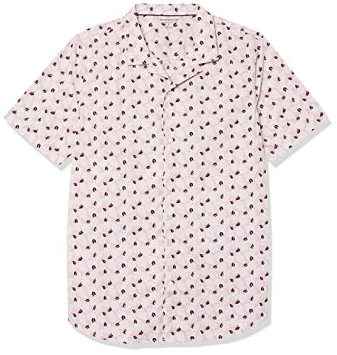 Amazon Essentials Amazon Essentials Men's Slim-Fit Vacation Shirt, Short-Sleeve, Lavender Palm Leaf Print, X-Small