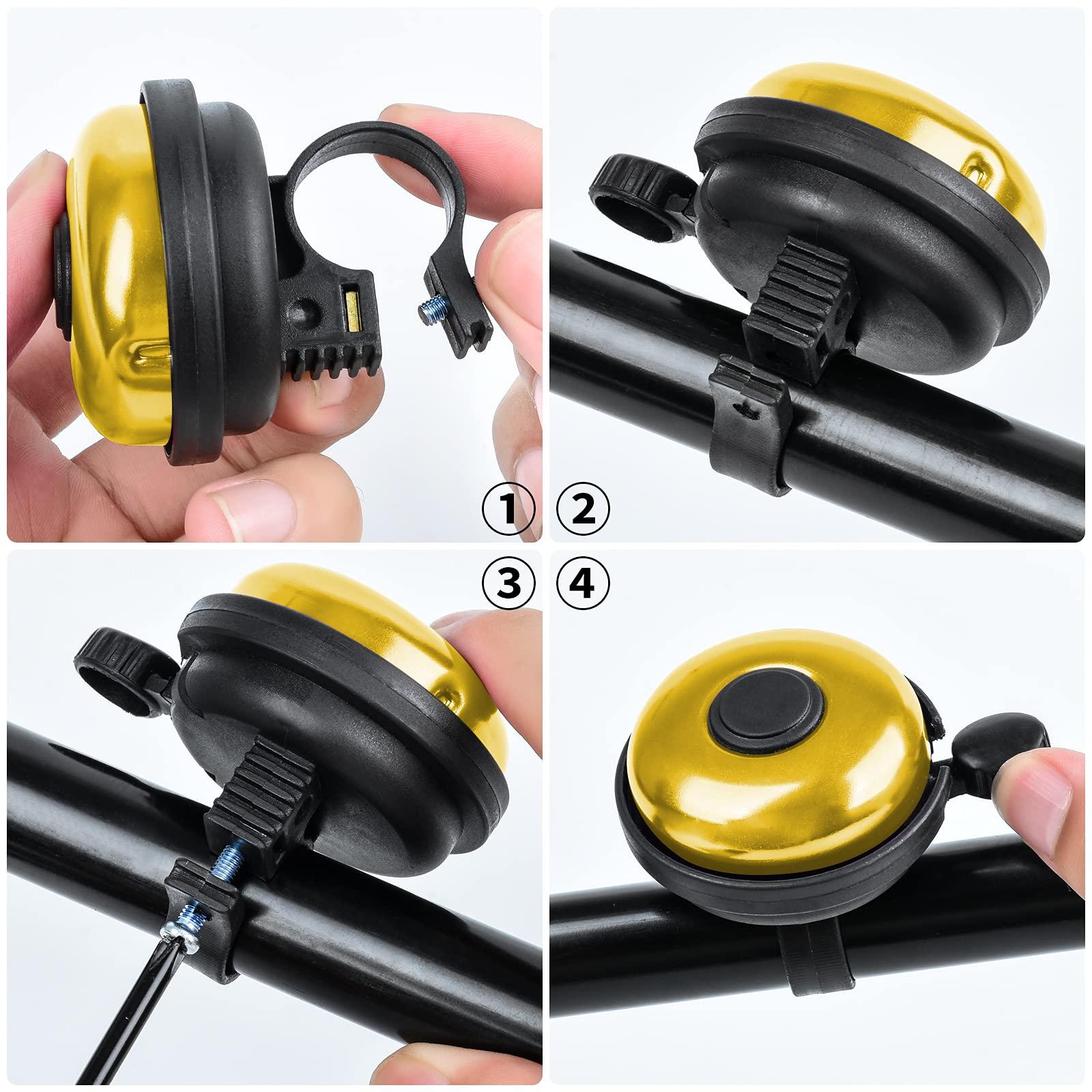 Xthuge Xthuge Classic Bike Bell, Aluminum Bicycle Bell, Loud Crisp Clear Sound Bicycle Bike Bell for Adults Kids(Gold-Right Hand Use2 Pack)