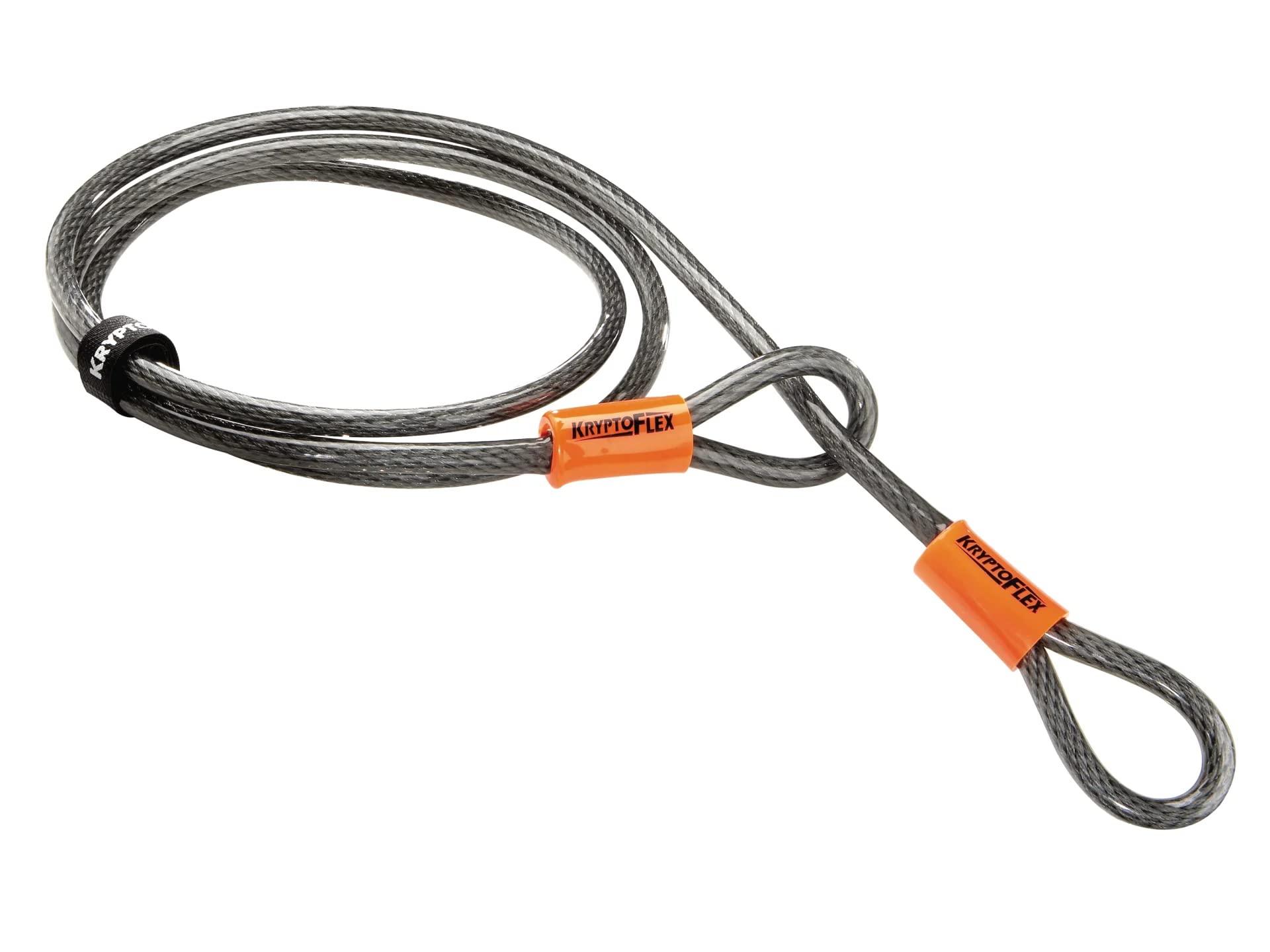Kryptonite Kryptonite KryptoFlex Security Cable, 2.6FT/4FT/7FT/30FT Long Braided Steel Flex Bike Lock Anti-Theft Cable with Looped Ends for Outdoor Equipment, U-Lock and Padlock, 5mm-10mm Thick,Grey/Orange