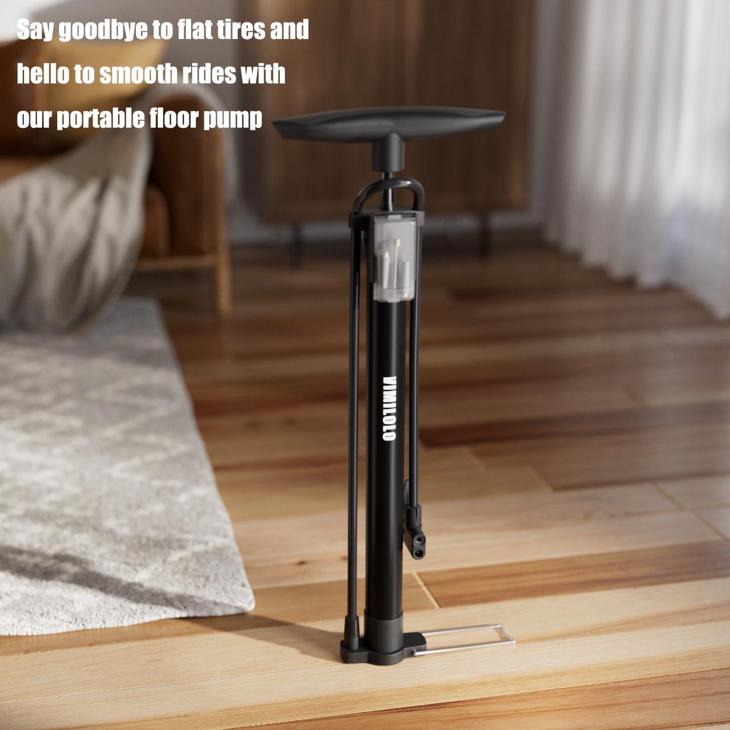 VIMILOLO VIMILOLO Bike Pump, Air Bicycle Pump Inflator for Presta and Schrader Valve Tire Ball Bike Portable Pumps 160PSI & 11BAR