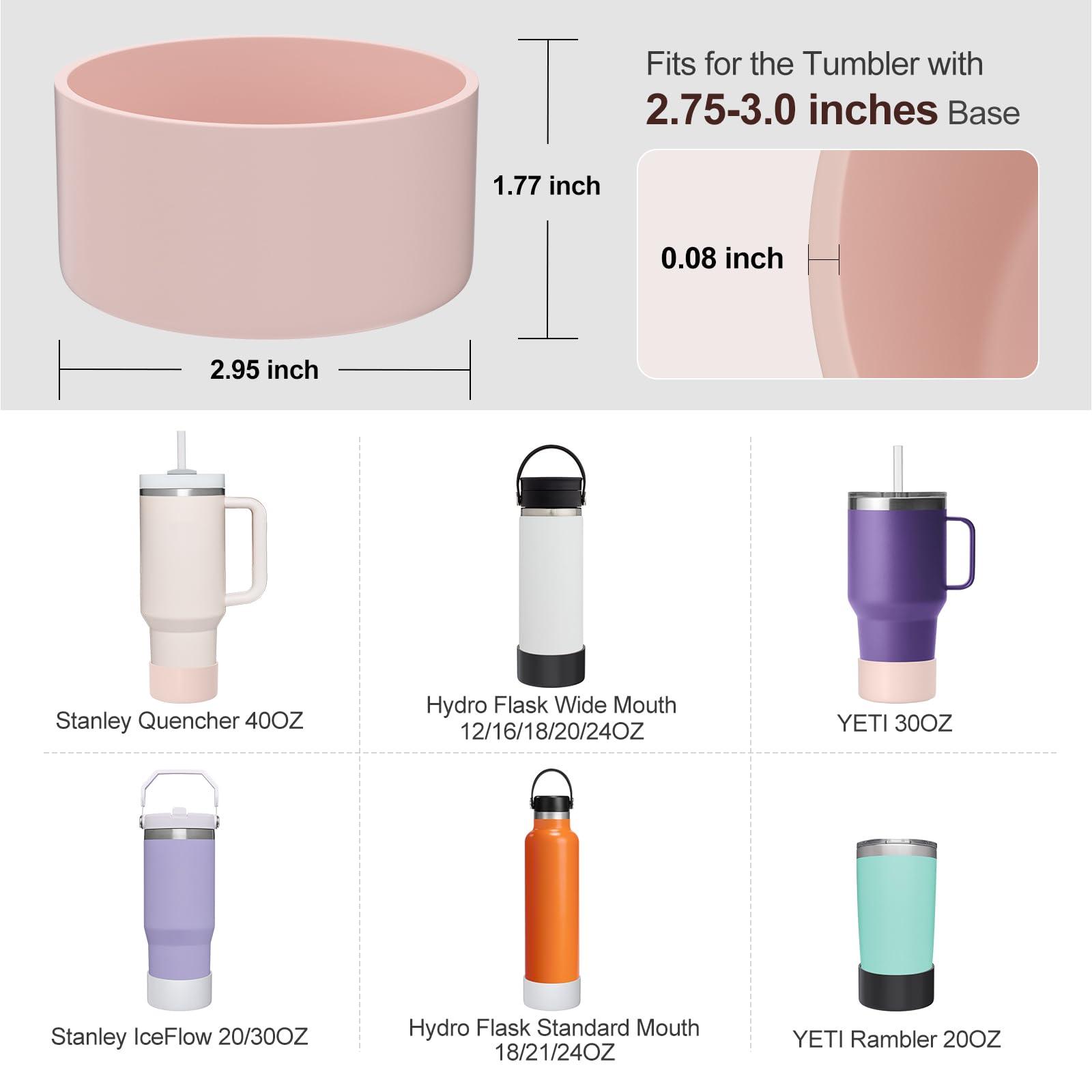 AUPTIM 2 Pack Silicone Boot for Stanley 40 oz Quencher, Cup Boot Sleeve, Protective Water Bottle Boot, Simple Modern Boot, Tumbler Boot Silicone Bottom Accessories for Stanley Cup & Hydro Flask - White+Pink
