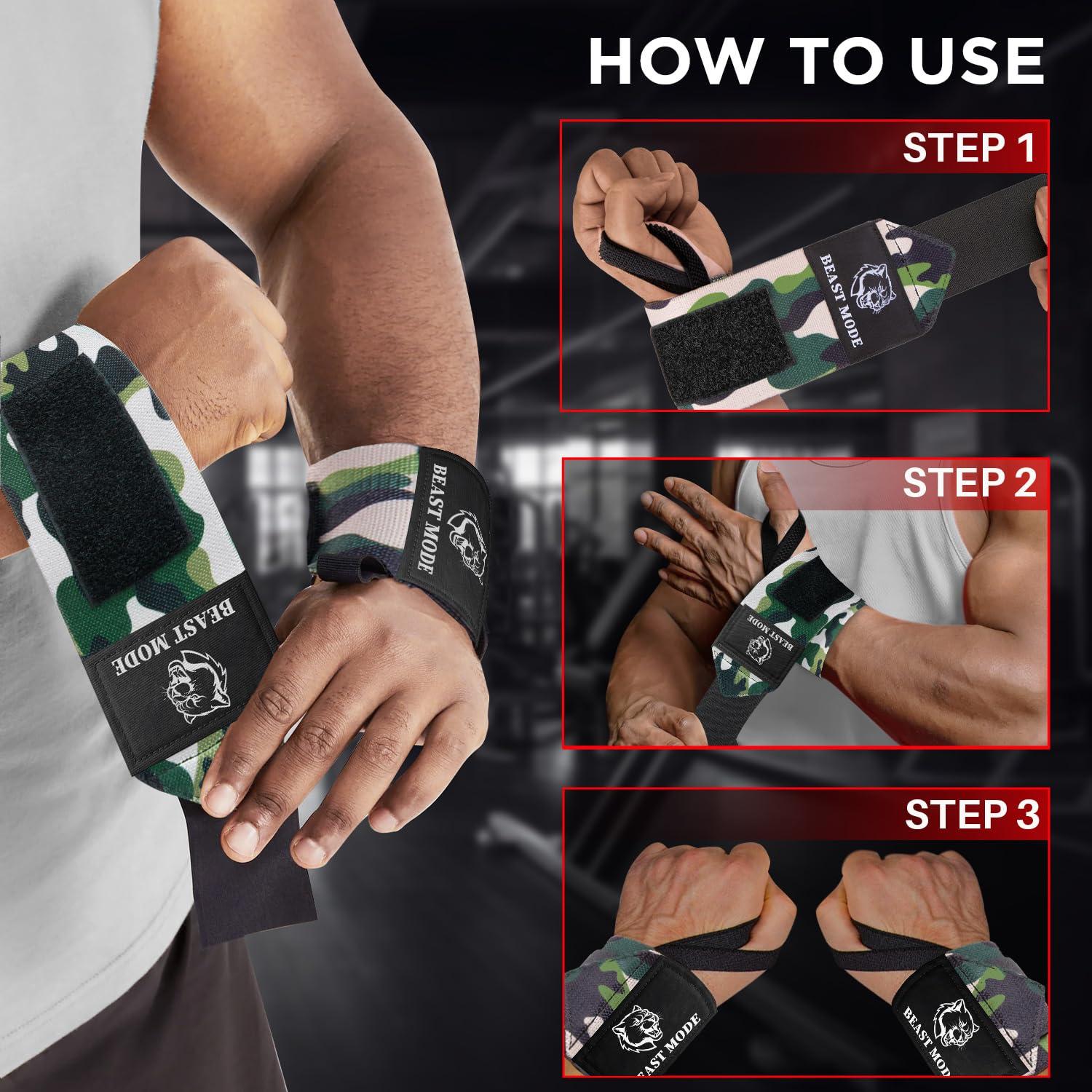TECEUM TECEUM Weightlifting Wrist Wraps with Thumb Loop Camo Arms on Fire 12 inch Heavy-Duty Workout Wrist Support & Protection Ideal for Powerlifting, Strength Training, Bodybuilding