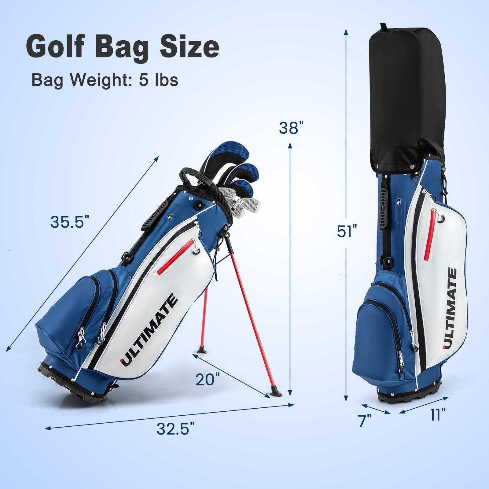 Tangkula Tangkula Complete Golf Clubs Package Set 10 Pieces for Men & Women Right Hand, Includes 460cc Alloy Driver, 3# Fairway Wood, 4# Hybrid, 6#, 7#, 8#, 9# & P# Irons, Putter, Stand Bag (Blue)