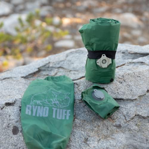Ryno Tuff Ryno Tuff 24 x 75 in Lightweight Inflatable Camping Sleeping Pad & Camping Pillow Set - Ultralight Insulated Nylon Hiking & Backpacking Travel Gear for Adults - Waterproof Packable Floor Sleeping Mat