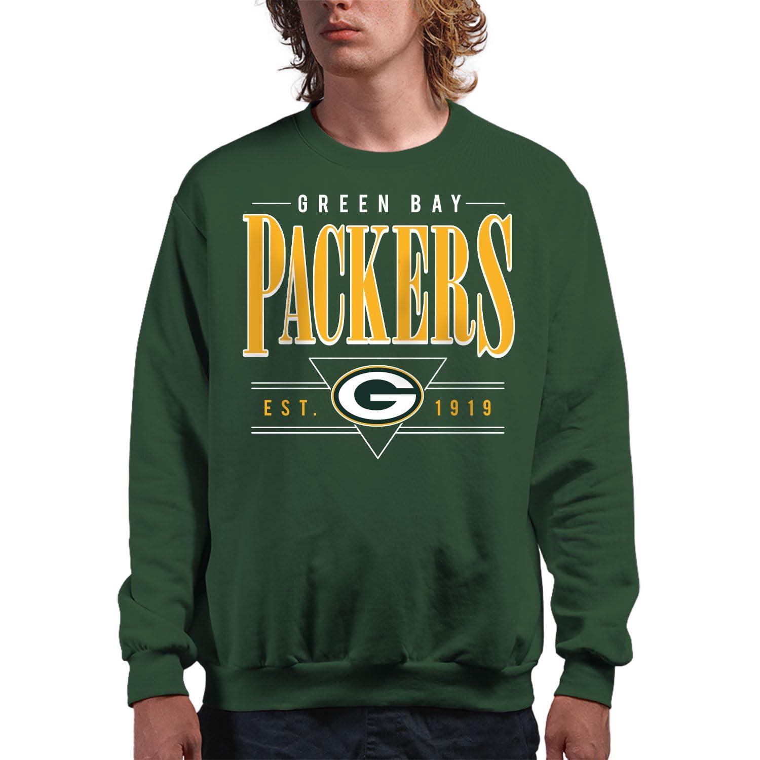 Junk Food Junk Food Men\'s Standard x NFL-Established Retro-Officially Licensed Adult Crew Fleece Women, Forest Green