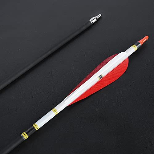 HNZMDY HNZMDY 30 inch Archery Carbon Arrows 500 Spine Hunting Arrows with 4\" 5\" Turkey Feather Fletching 100 Grain Points for Recurve Compound Bow Target Practice (4 inch Arrow Feather, 12 pcs Arrow)