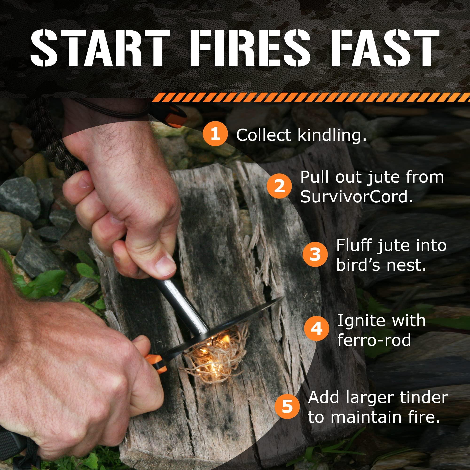 Titan Paracord TITAN Survival Patented Paracord 550 - 25ft, 100ft, 500ft & Color Options - 620LB Strength Survival Paracord Military Spec with 3 Strands - Heavy Duty Hank Cord for Camping & Outdoors with Firestarter