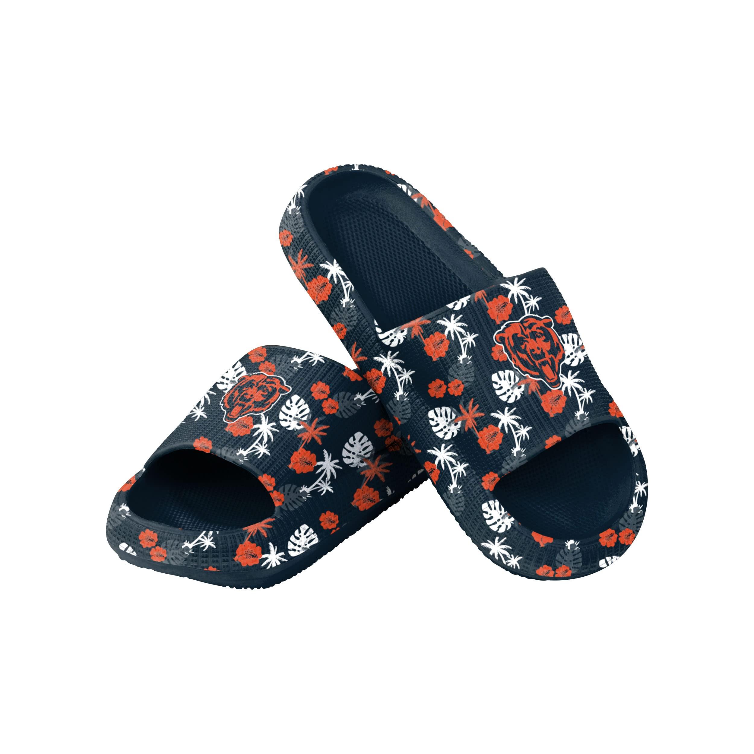 FOCO FOCO Women\'s NFL Logo Ladies Floral Pillow Slides Sandals, Team Color, 5-6