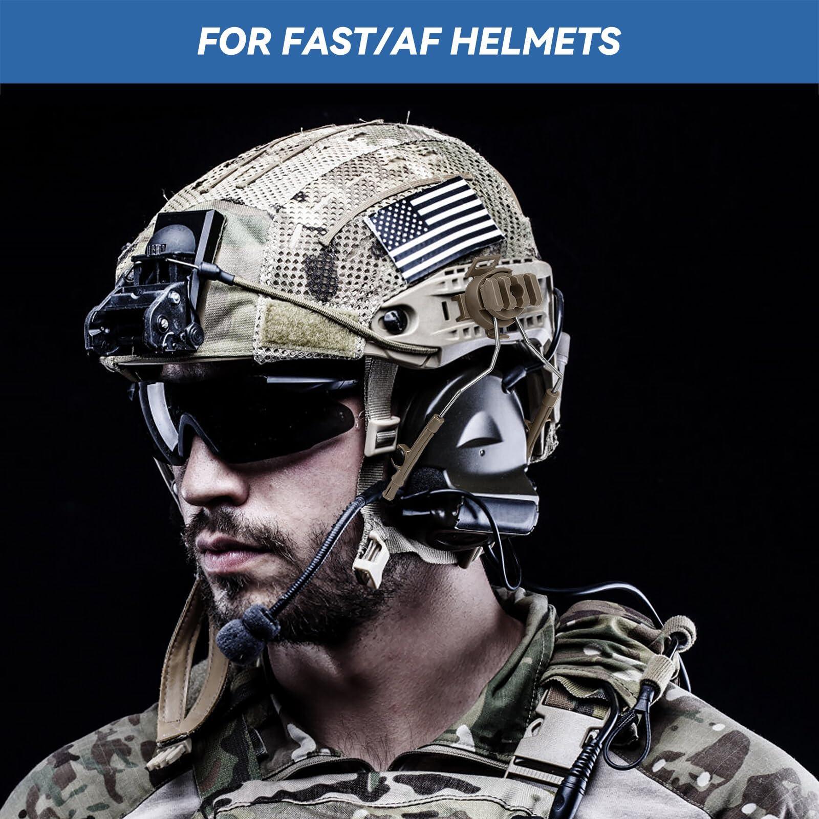Qavctw Qavctw Tactical Helmet Rail Suspension Adapter for Airsoft Fast Headset Universal Tactical Helmet Headphones Bracket System Ear Protection for Airsoft Hunting